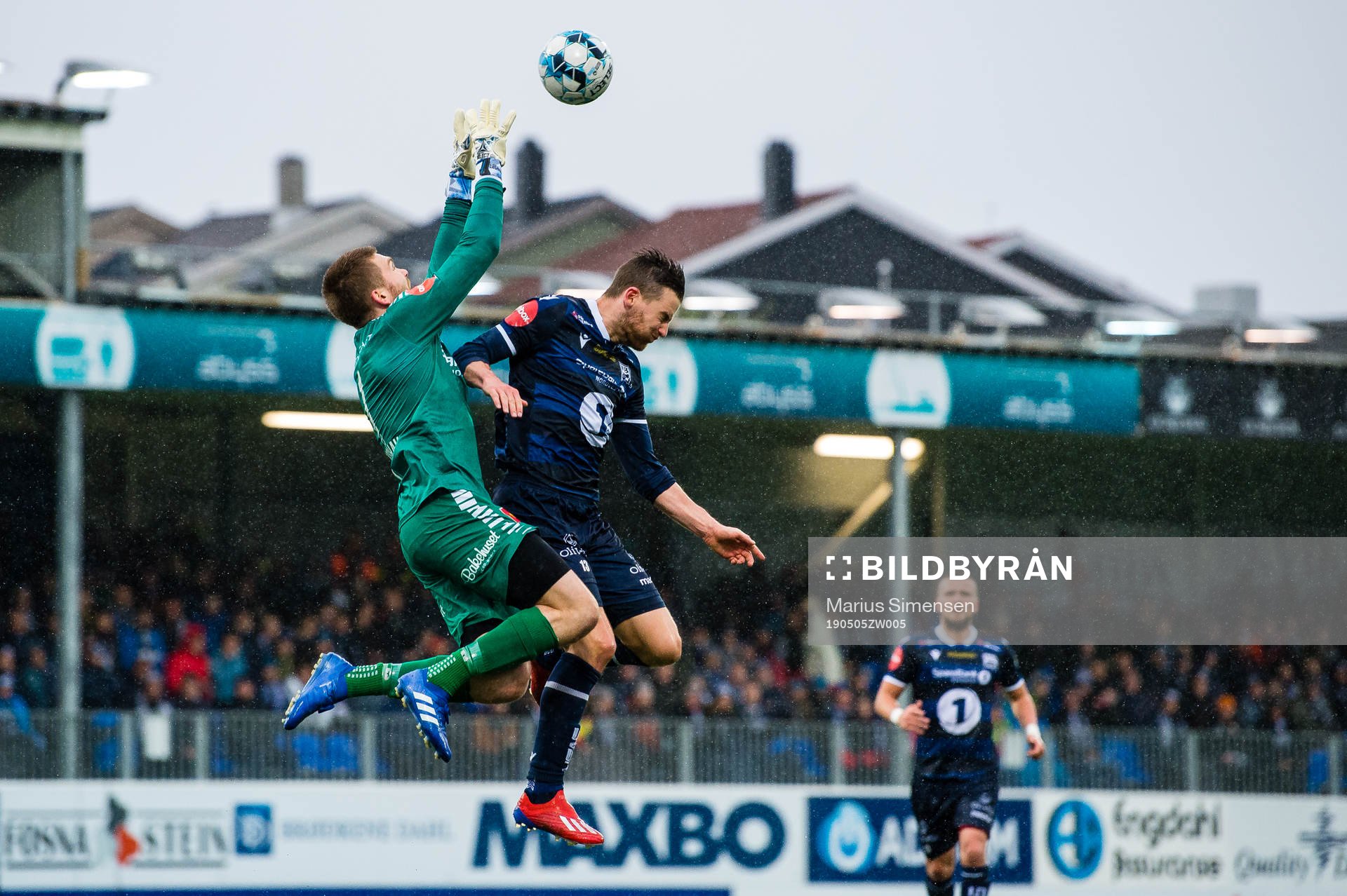 Gudmund Broks Kongshavn of Tromsø and Bendik Bye of Kristiansund during the Eliteserien match between Kristiansund and Tromsø on May 5, 2019 in Kristiansund.