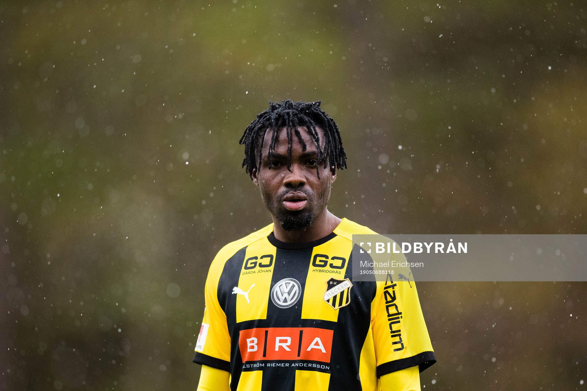 Häckens Kwame Kizito under fotbollsmatchen i U21 allsvenskan mellan IFK Göteborg och Häcken den 6 maj 2019 i Göteborg.