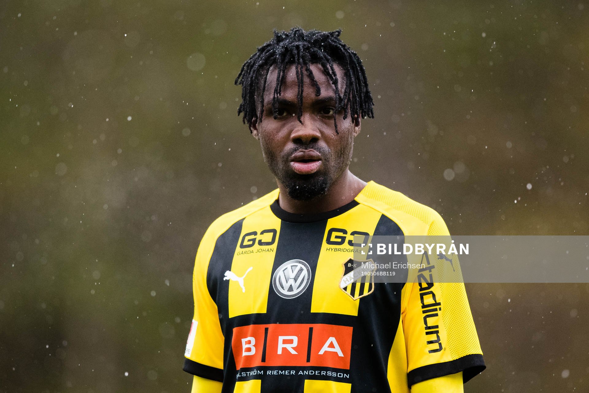 Häckens Kwame Kizito under fotbollsmatchen i U21 allsvenskan mellan IFK Göteborg och Häcken den 6 maj 2019 i Göteborg.