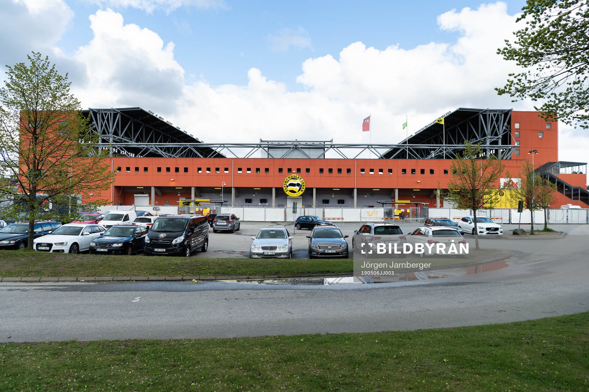Exteriör bild på Borås arena inför fotbollsmatchen i Allsvenskan mellan Elfsborg och IFK Norrköping den 6 maj 2019 i Borås.