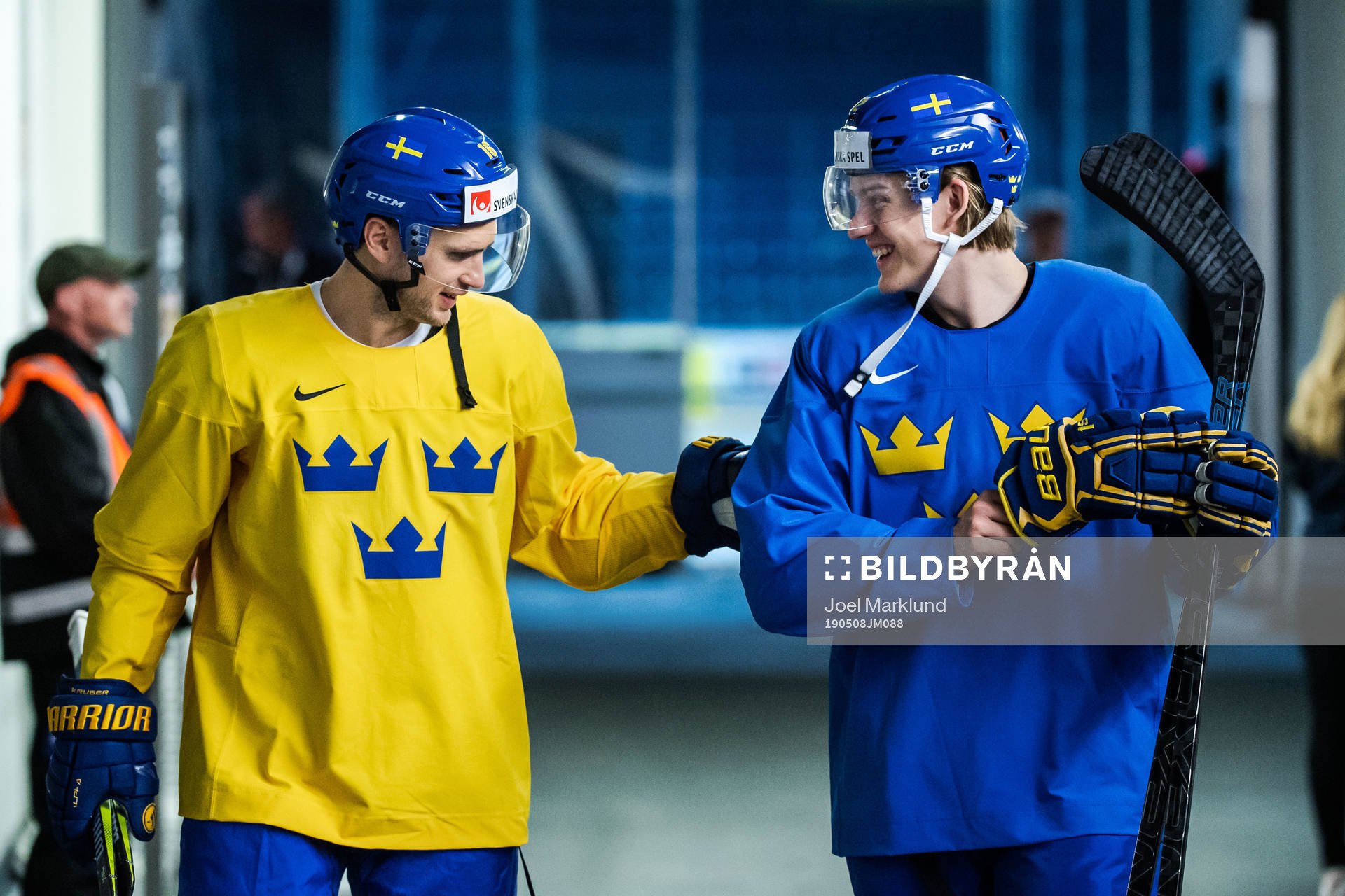 Marcus Krüger and Oskar Lindblom of Sweden at a practice