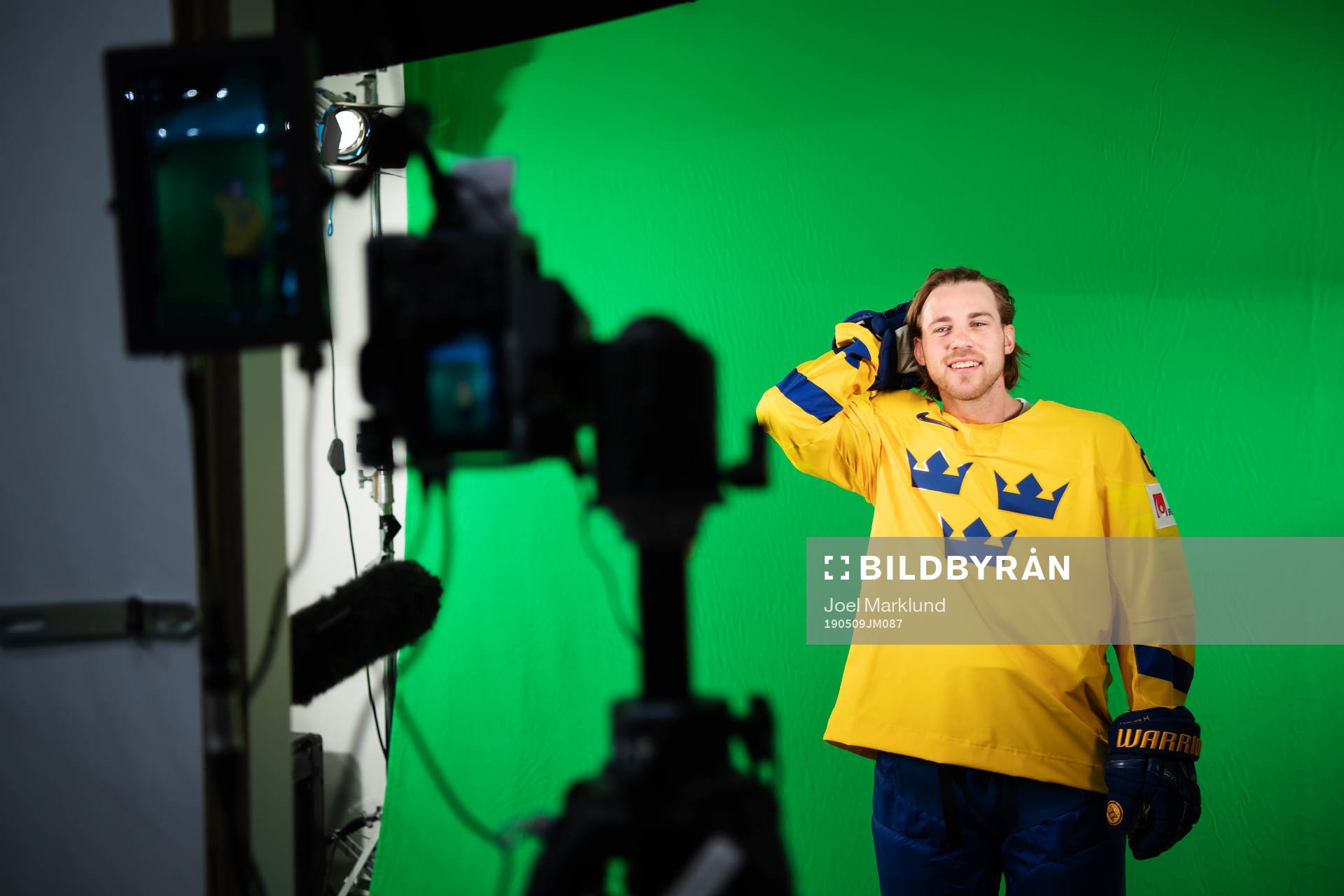 Elias Lindholm of Sweden at a green screen filming