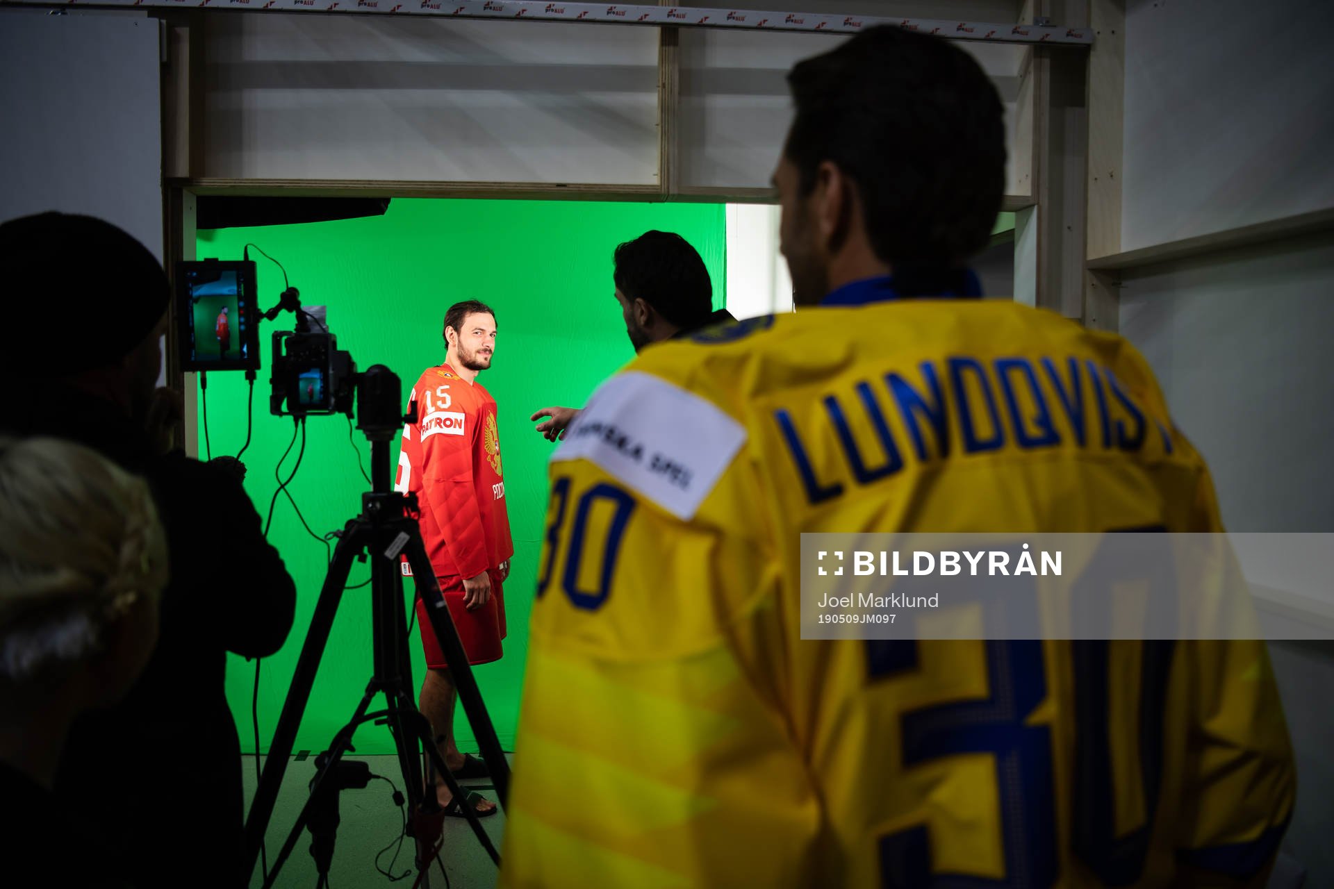 Goaltender Henrik Lundqvist of Sweden watches Artyom