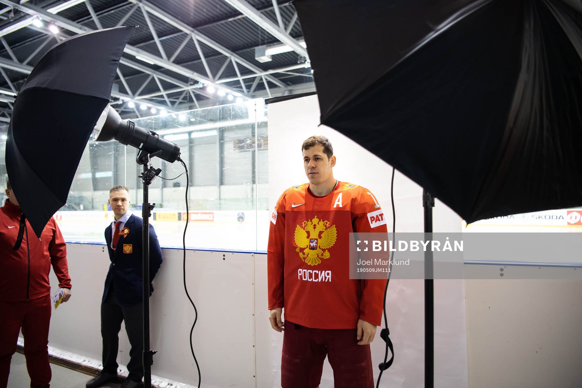 Evgeni Malkin of Russia at an official portrait session