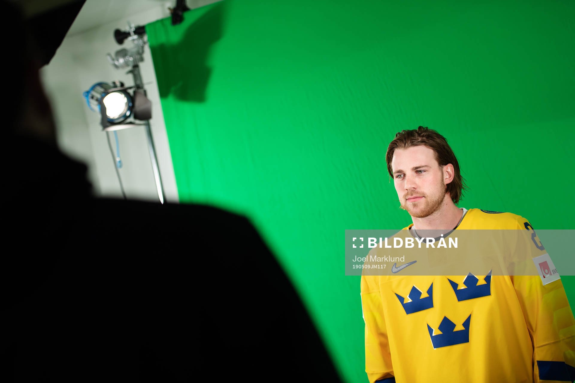 Elias Lindholm of Sweden at a green screen filming