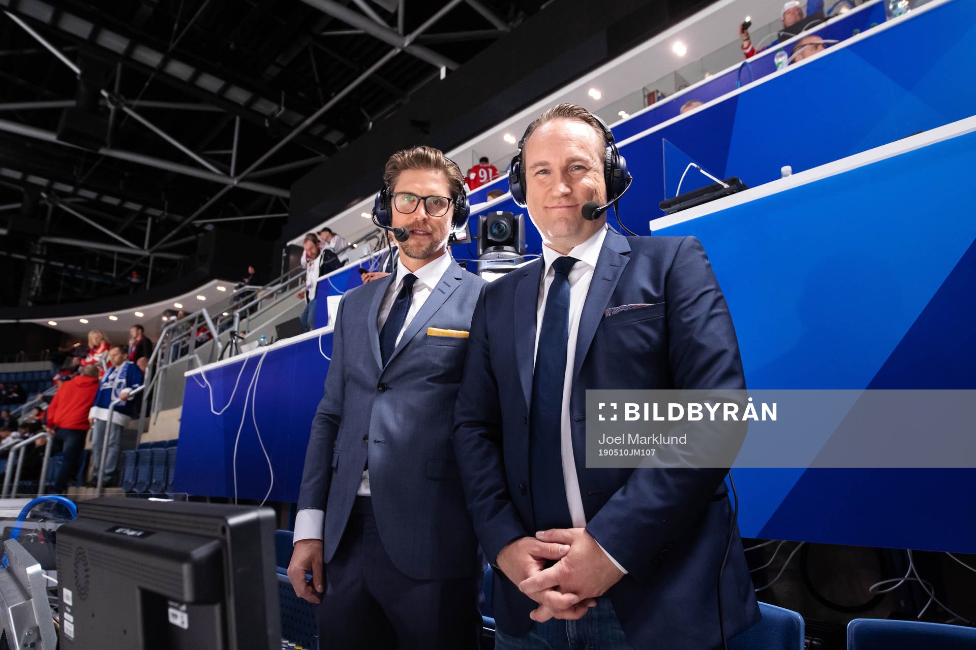 Jonas Andersson and Chris Härenstam of SVT pose for a