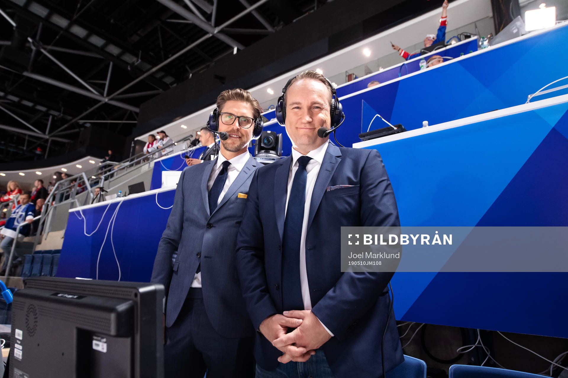 Jonas Andersson and Chris Härenstam of SVT pose for a
