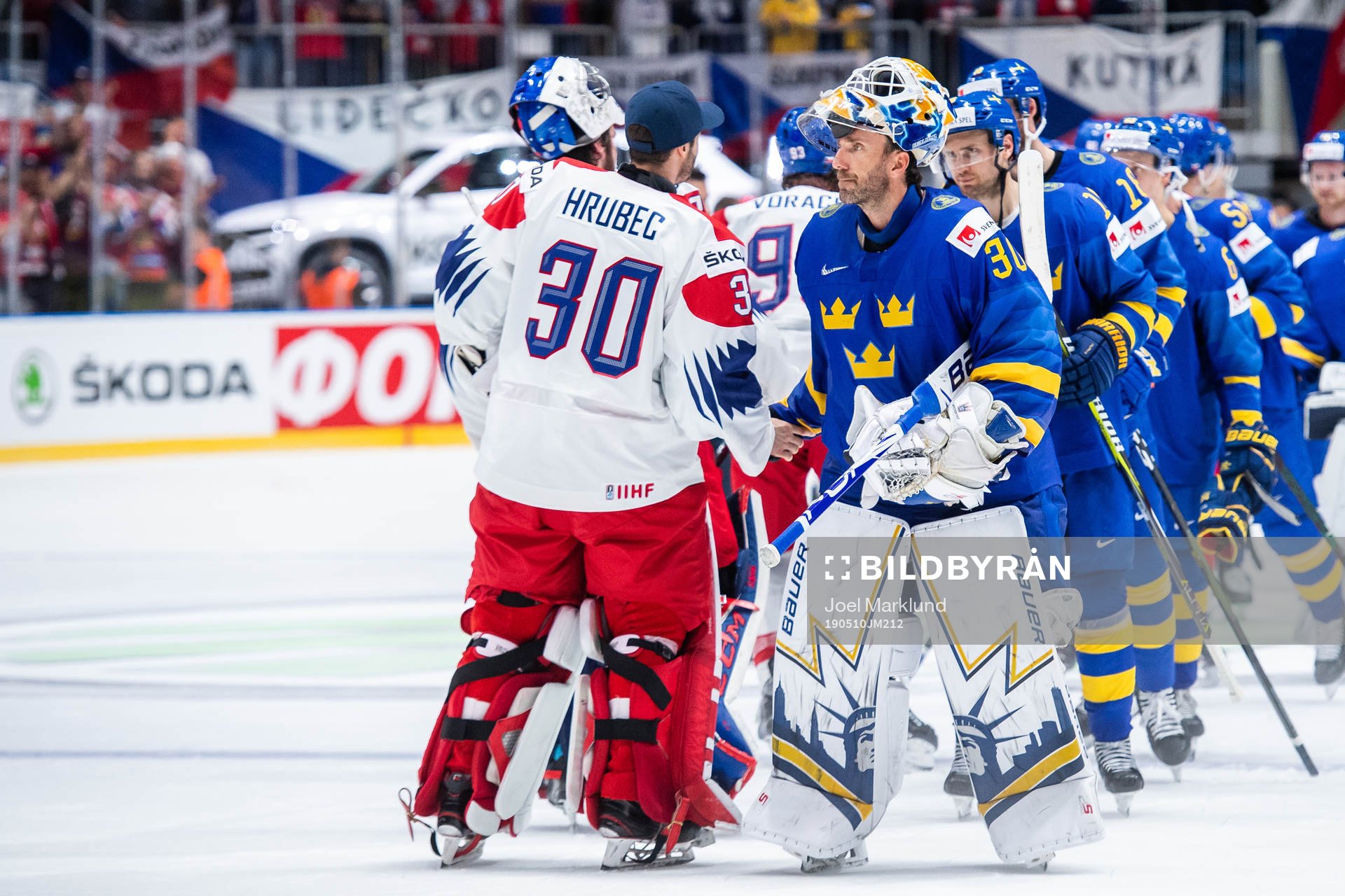 Goaltender Simon Hrubec of Czech Republic Henrik Lundqvist