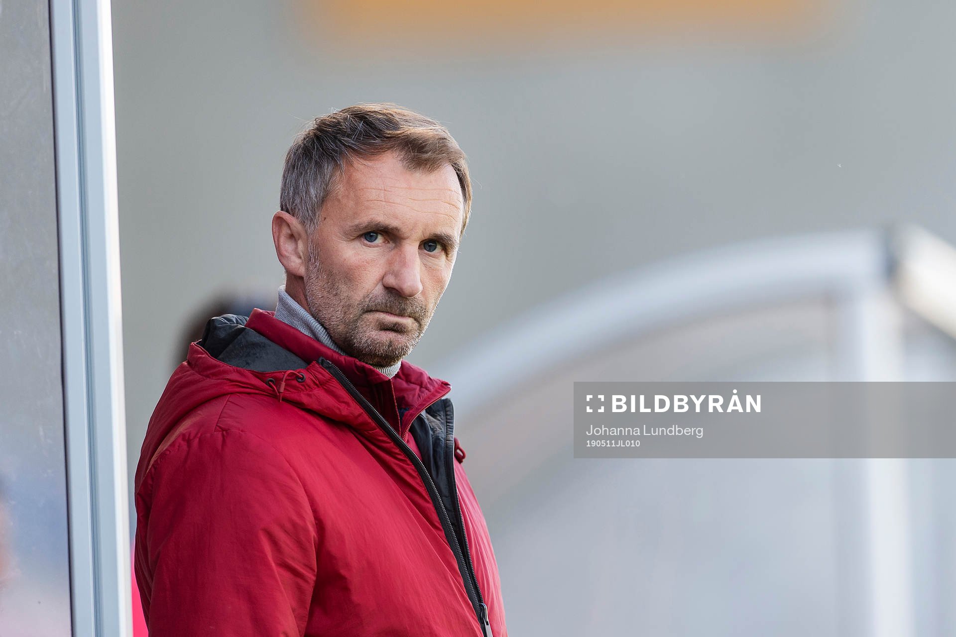 AFC Eskilstunas tränare Nemanja Miljanvoic under fotbollsmatchen i Allsvenskan mellan AFC Eskilstuna och Falkenberg den 11 maj 2019 i Eskilstuna.