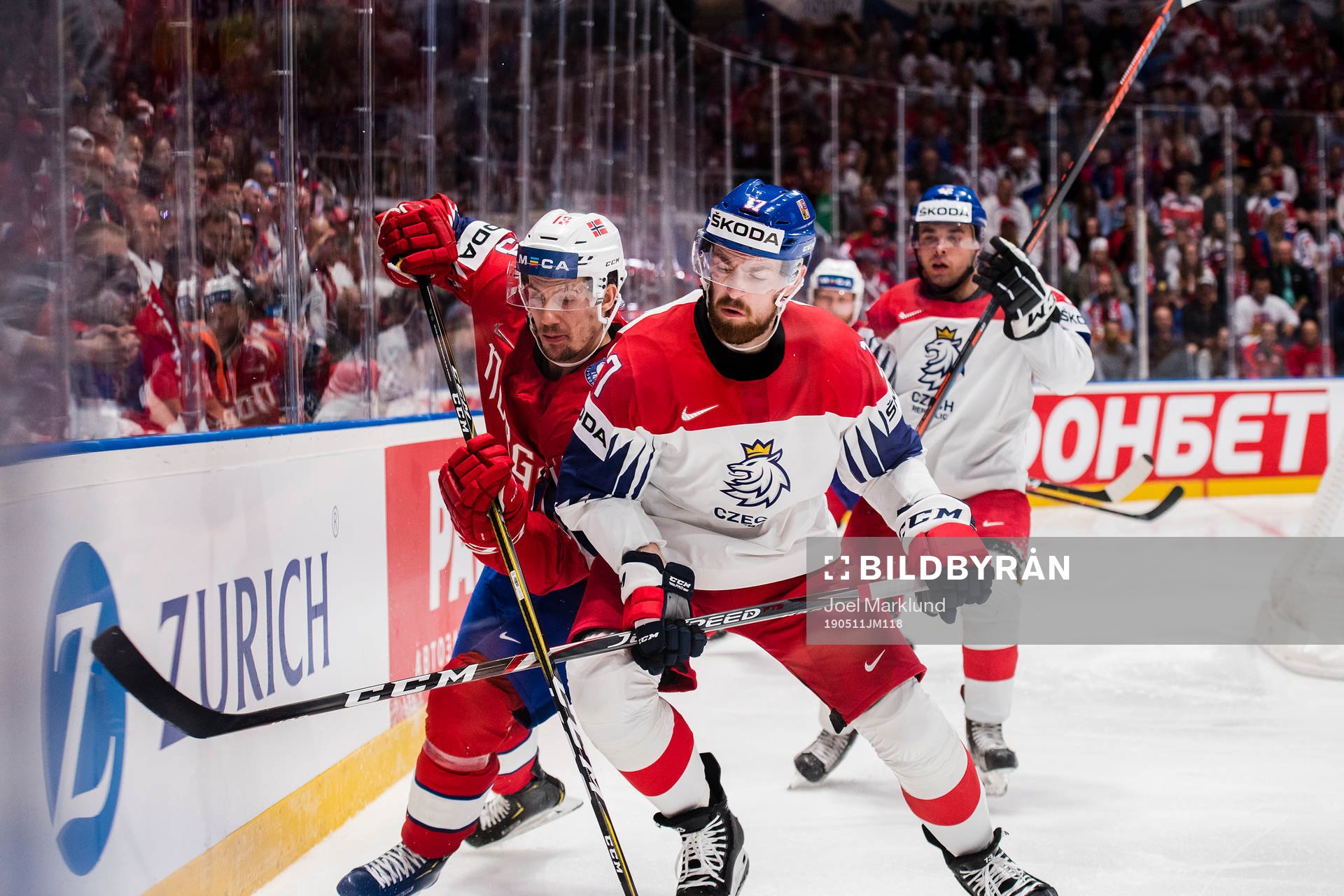 Sondre Olden of Norway and Filip Hronek of Czech Republic