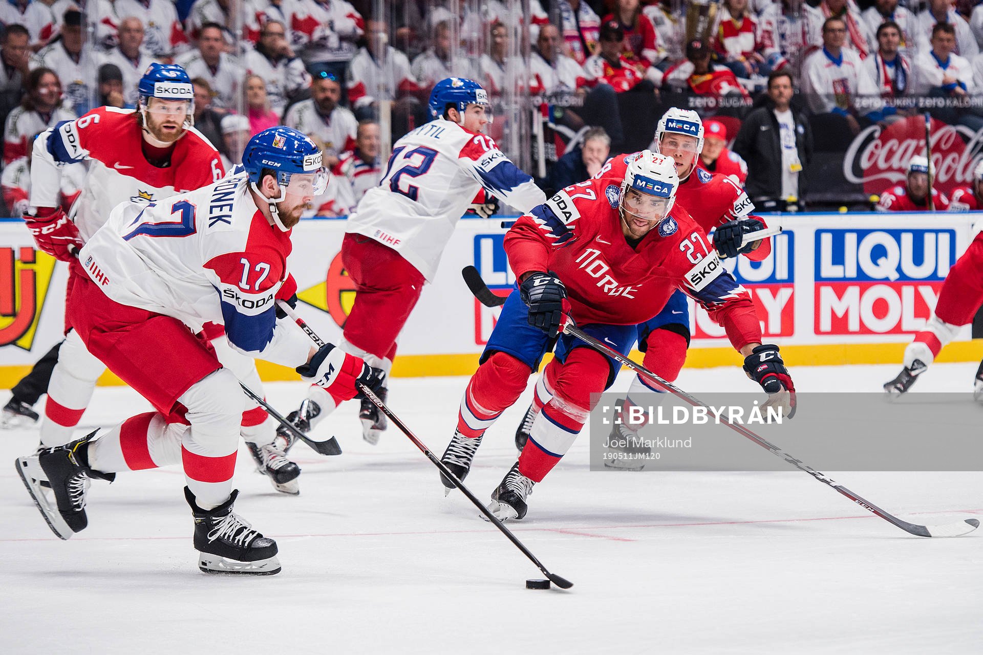 Filip Hronek of Czech Republic and Andreas Martinsen of