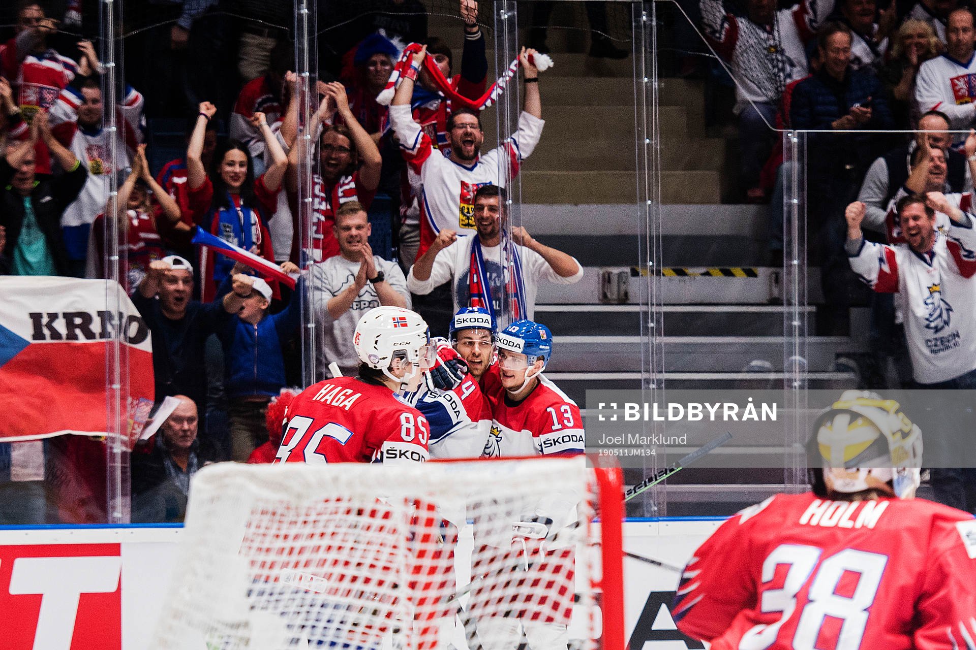Jan Kovar and Jakub Vrana of Czech Republic celebrates