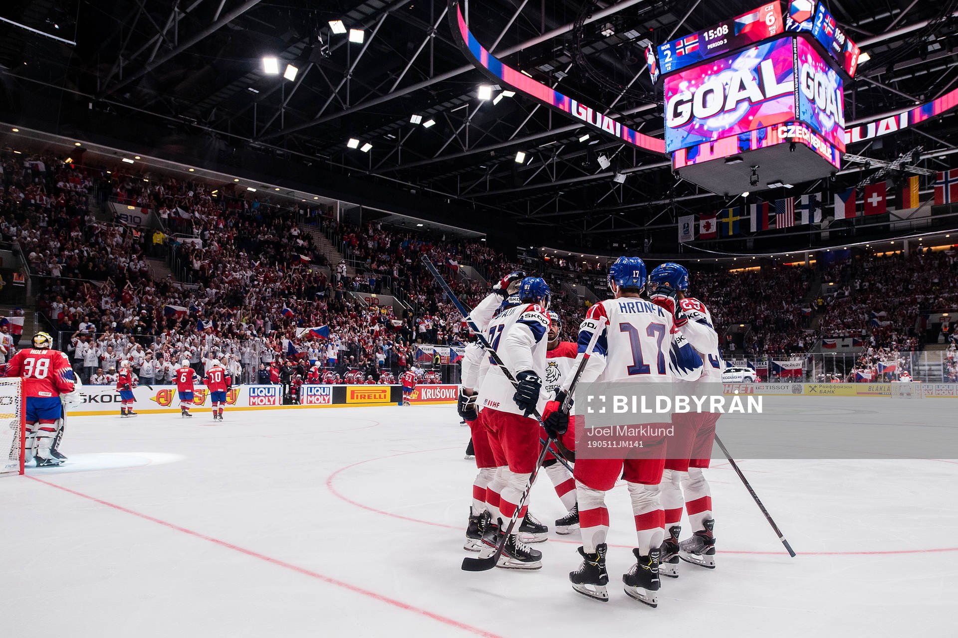 Dominik Kubalik of Czech Republic celebrates with teammates