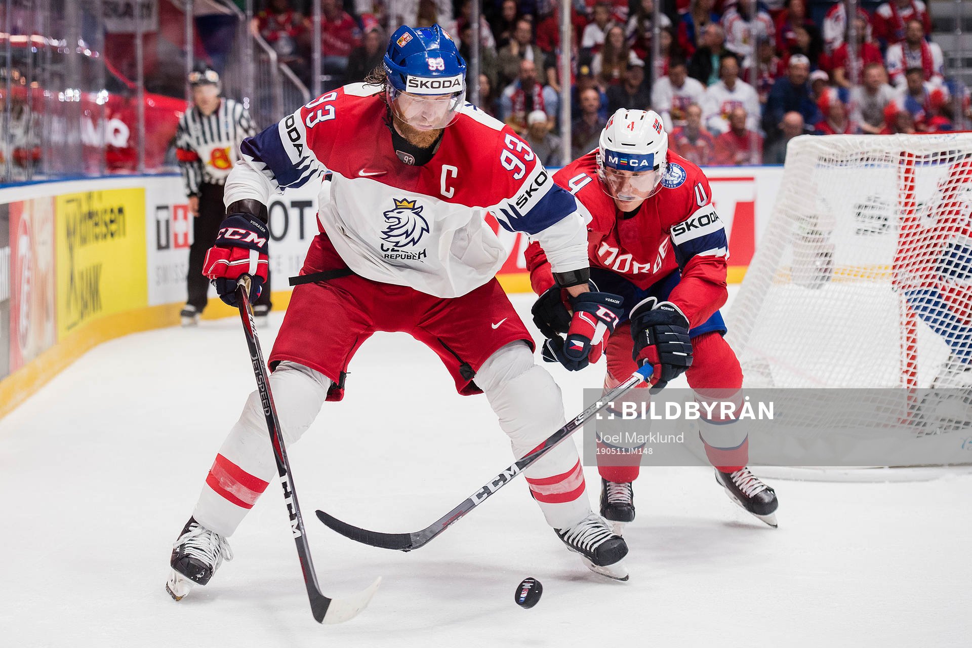 Jakub Voracek of Czech Republic and Johannes Johannesen of