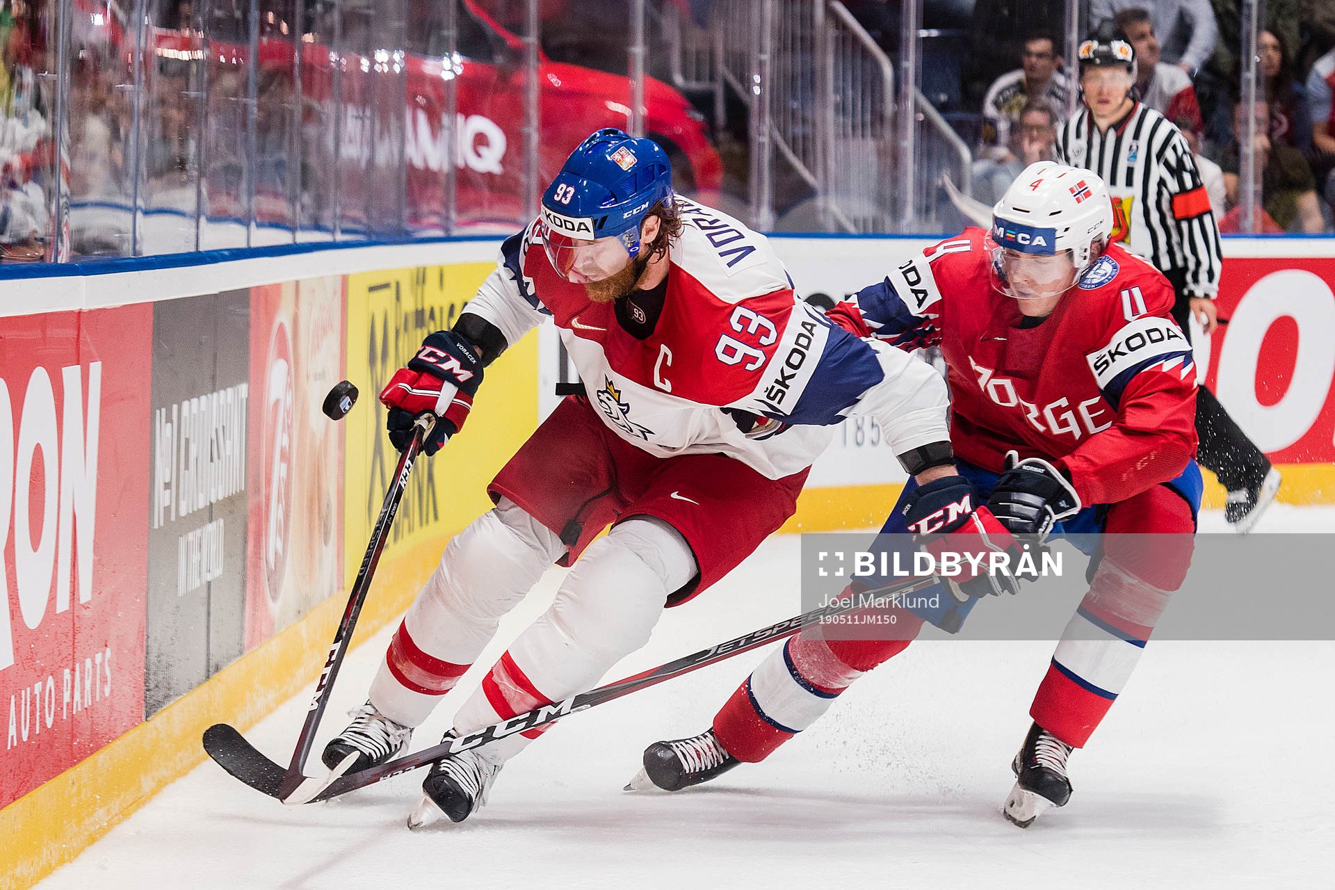 Jakub Voracek of Czech Republic and Johannes Johannesen of
