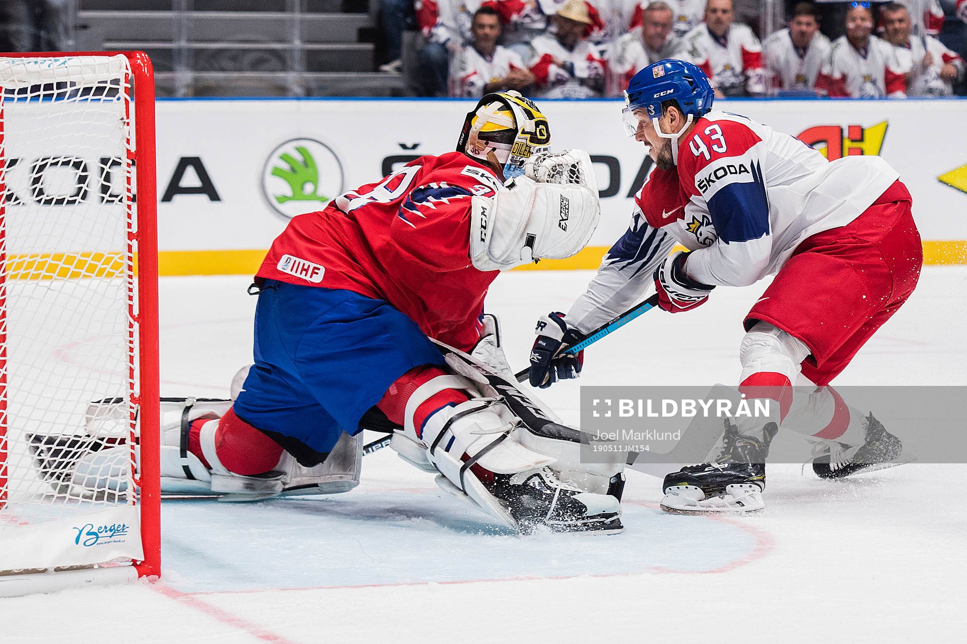 goaltender Henrik Holm of Norway and Jan Kovar of Czech