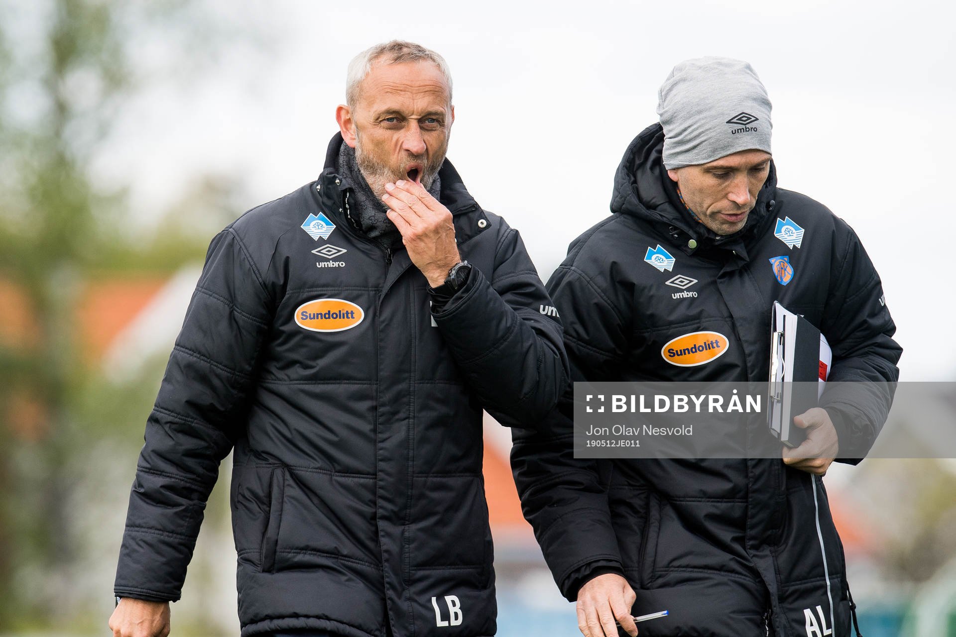 Lars Bohinen, head coach of Aalesund, and Andrea Loberto,