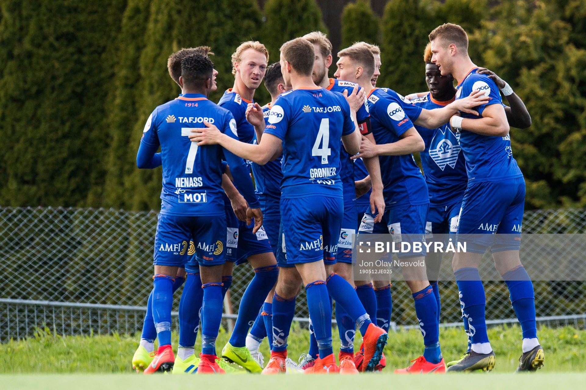 Pape Habib Gueye of Aalesund celebrates with teammates