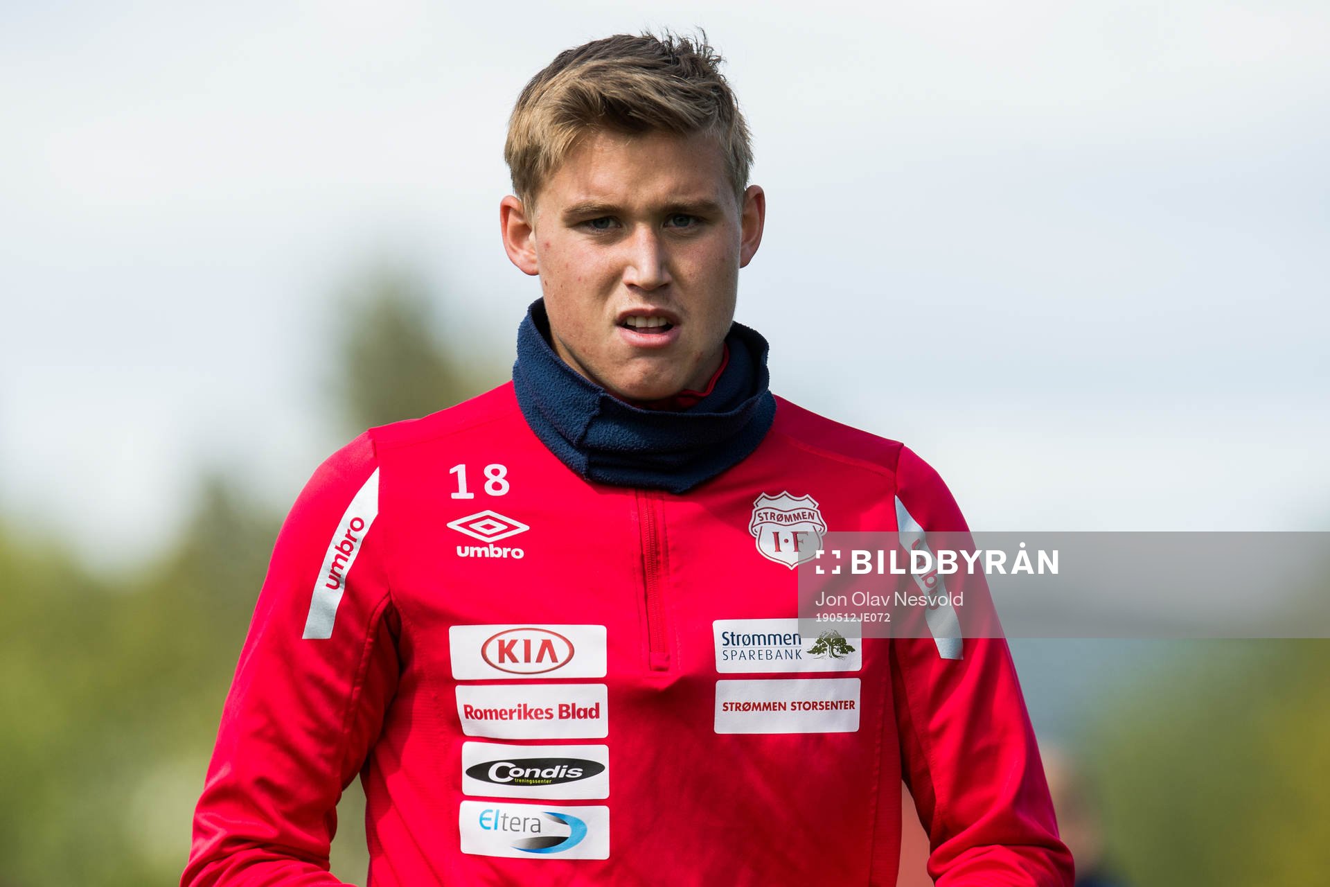 Andreas Hellum of Strømmen ahead of the OBOS-ligaen match between Strømmen and Aalesund on May 12, 2019 in Strømmen.