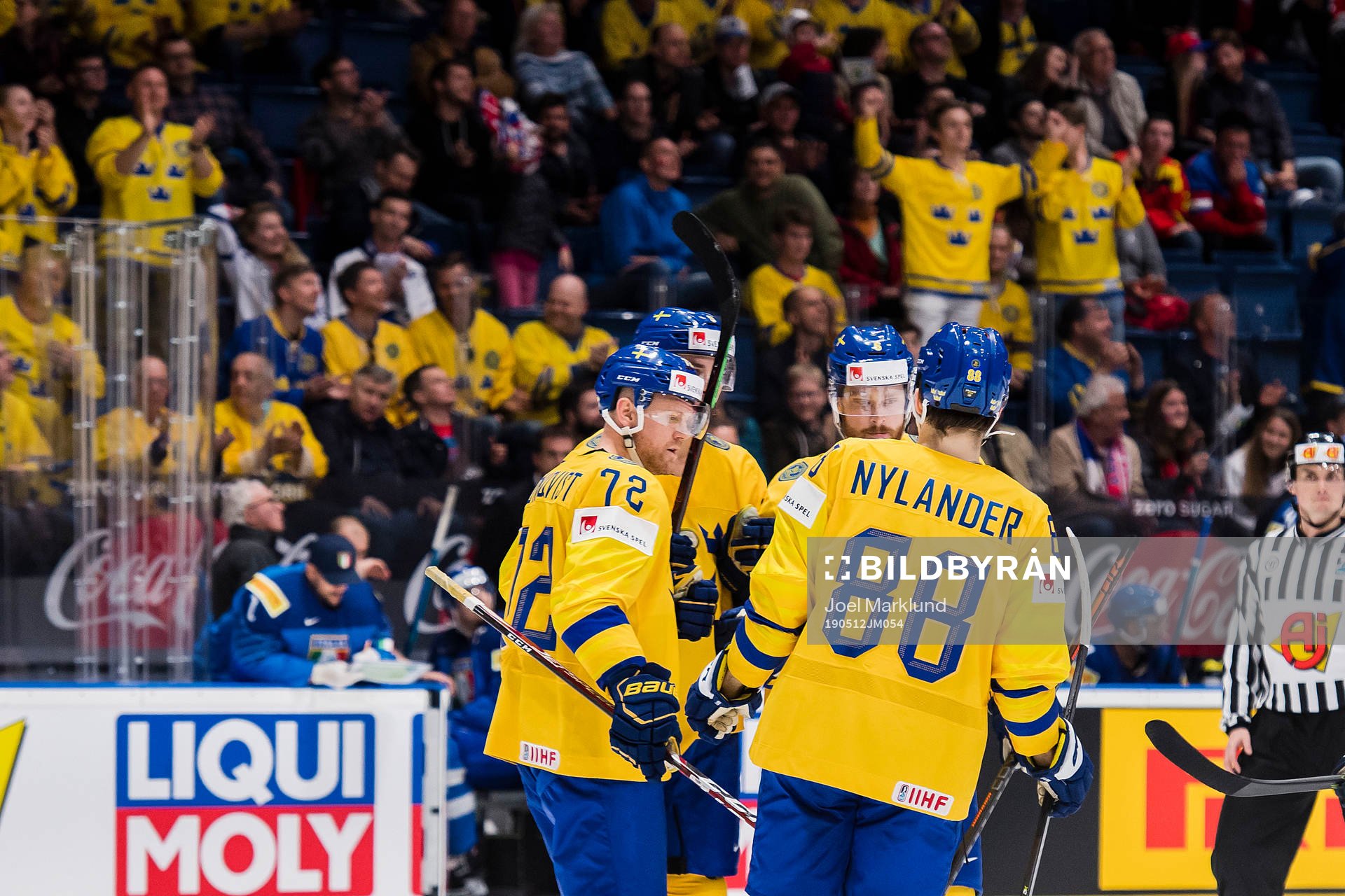 Patric Hörnqvist, Adam Larsson and Robert Hägg of Sweden