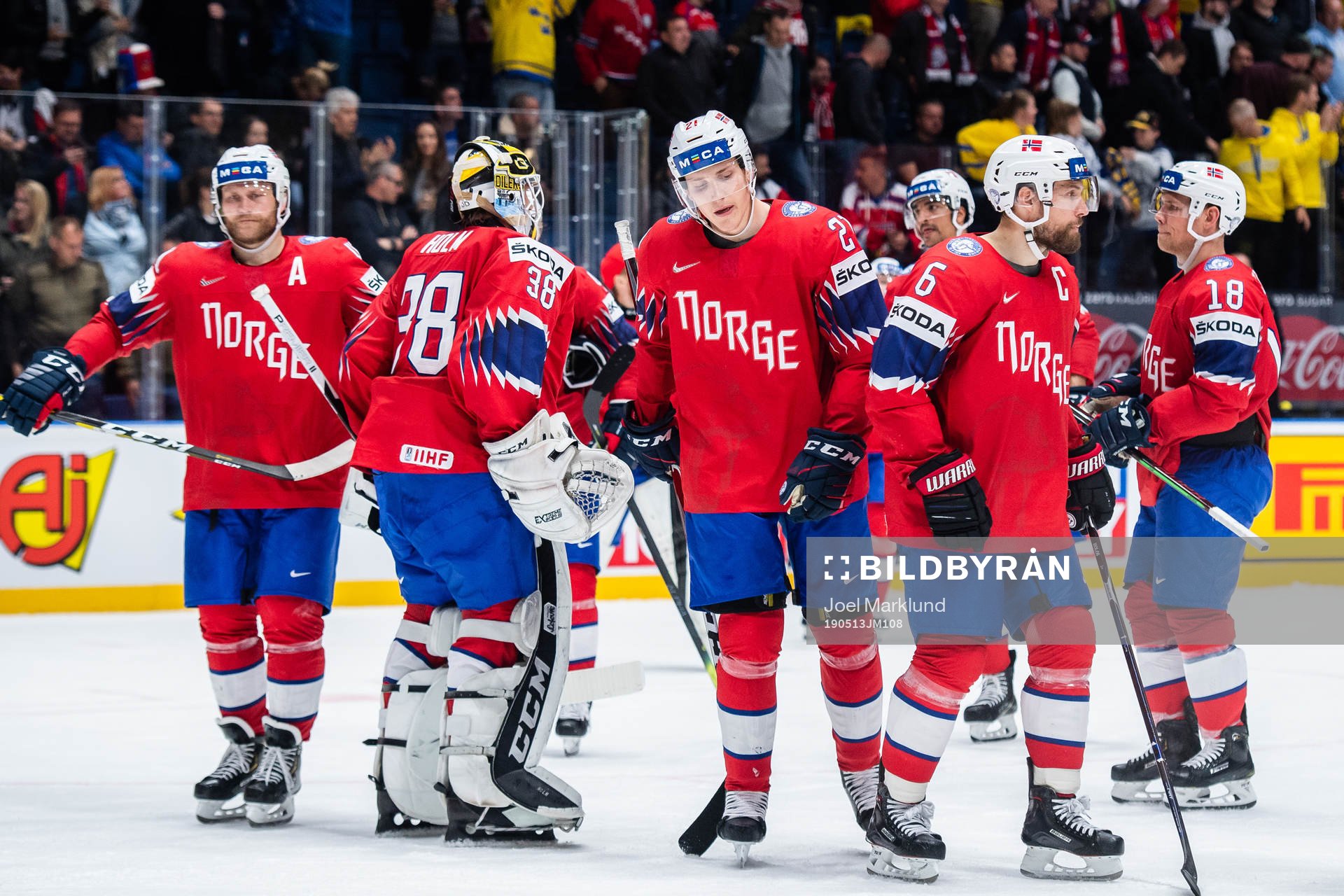 Goaltender Henrik Holm, Christian Bull and Jonas Holøs