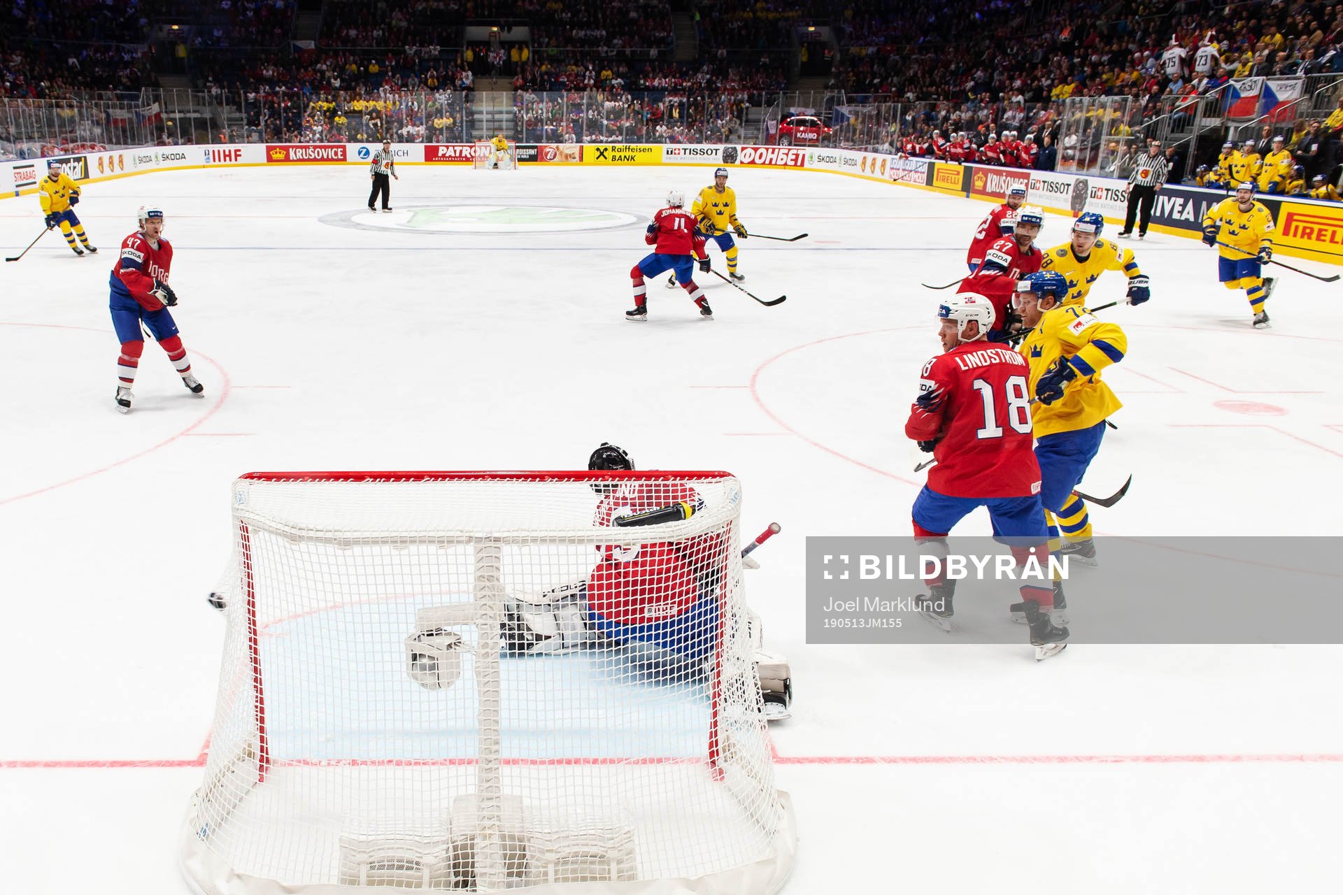 Oliver Ekman Larsson of Sweden scores 0-5 behind goaltender