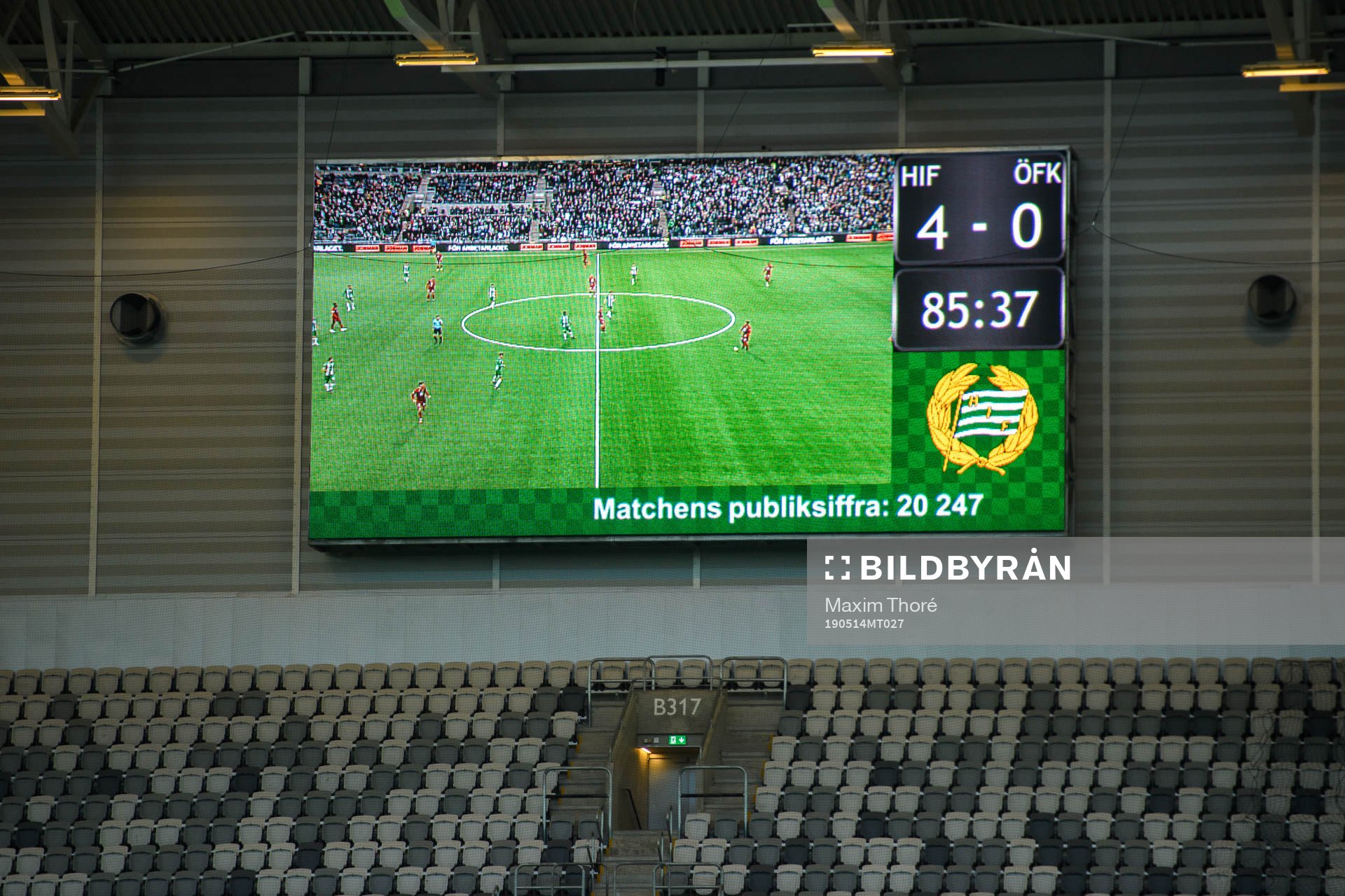Resultattavlan visar resultatet 4-0 och publiksiffran 20