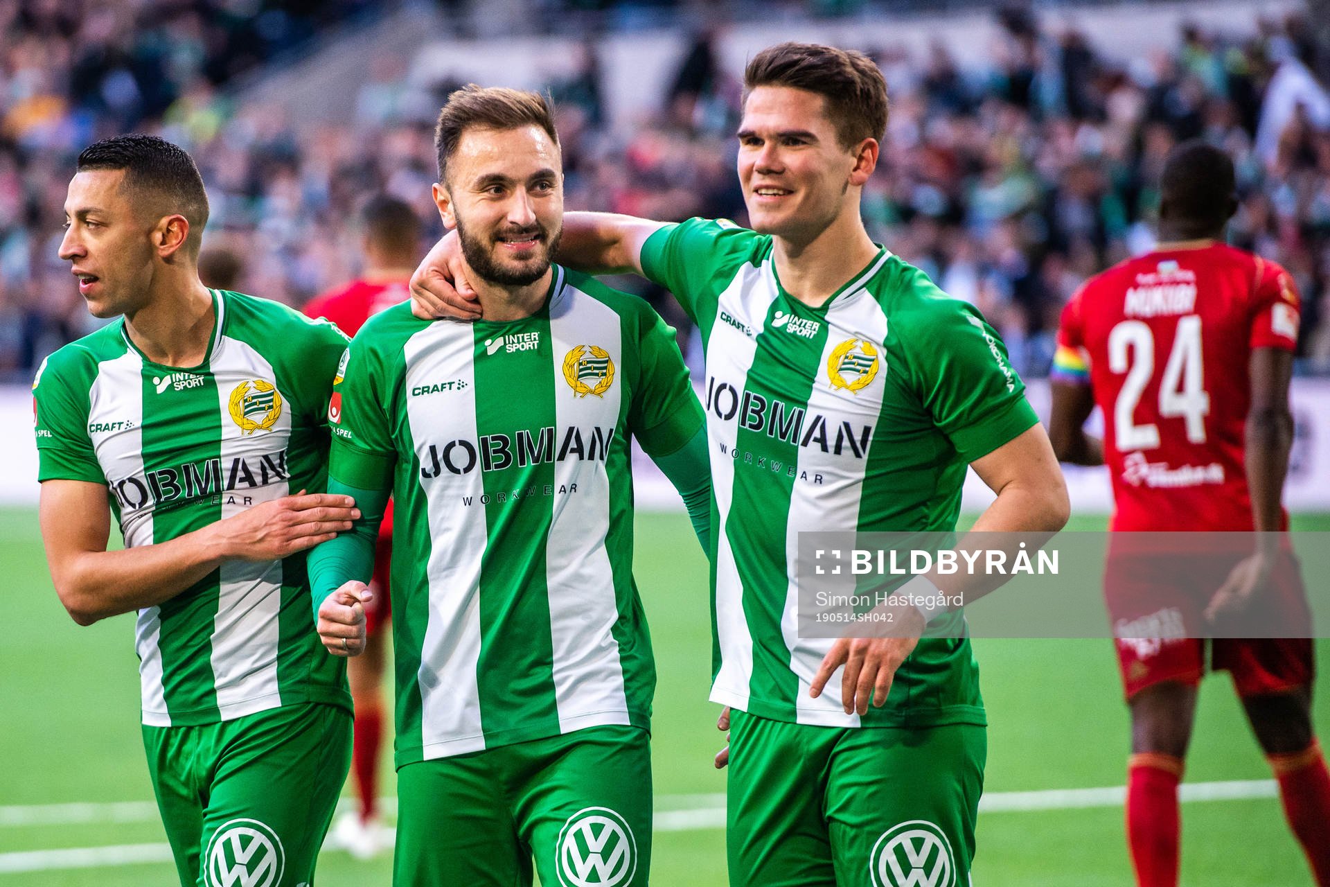 Hammarbys Nikola Djurdjic , Muamer Tankovic och Vidar Örn