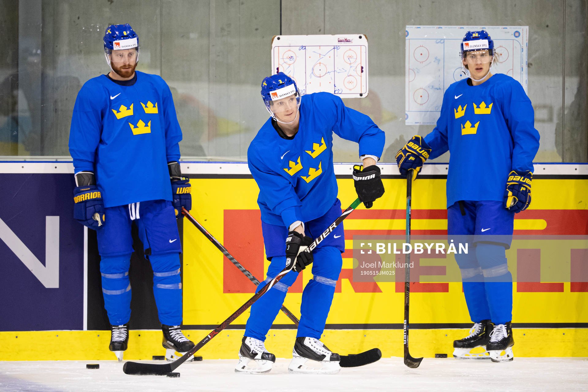 Adam Larsson, John Klingberg and Oskar Lindblom of Sweden
