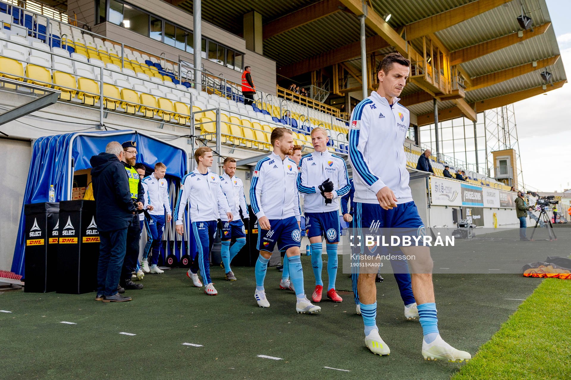 Djurgårdens spelare före fotbollsmatchen i Allsvenskan