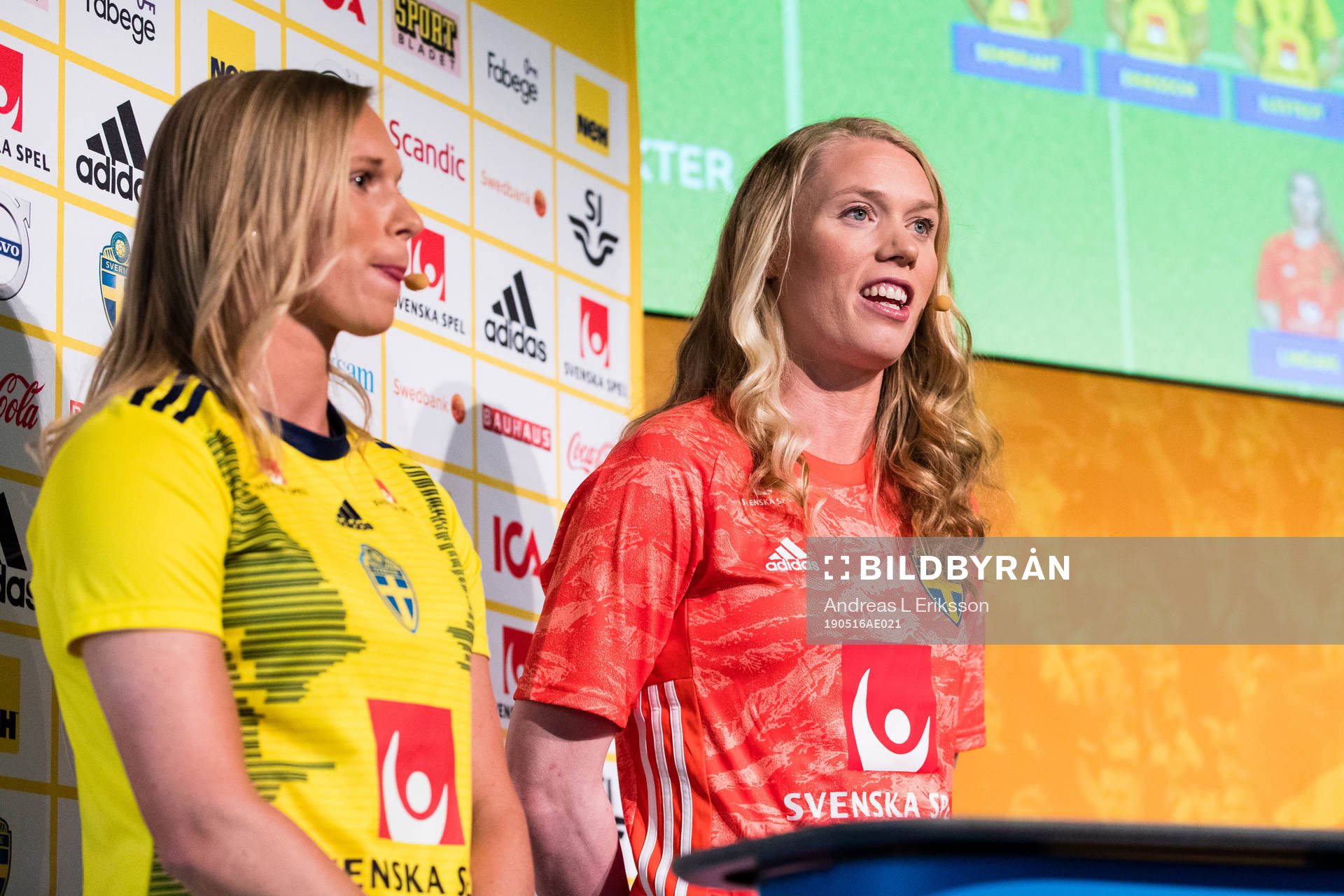 Jonna Andersson and Goalkeeper Hedvig Lindahl of the