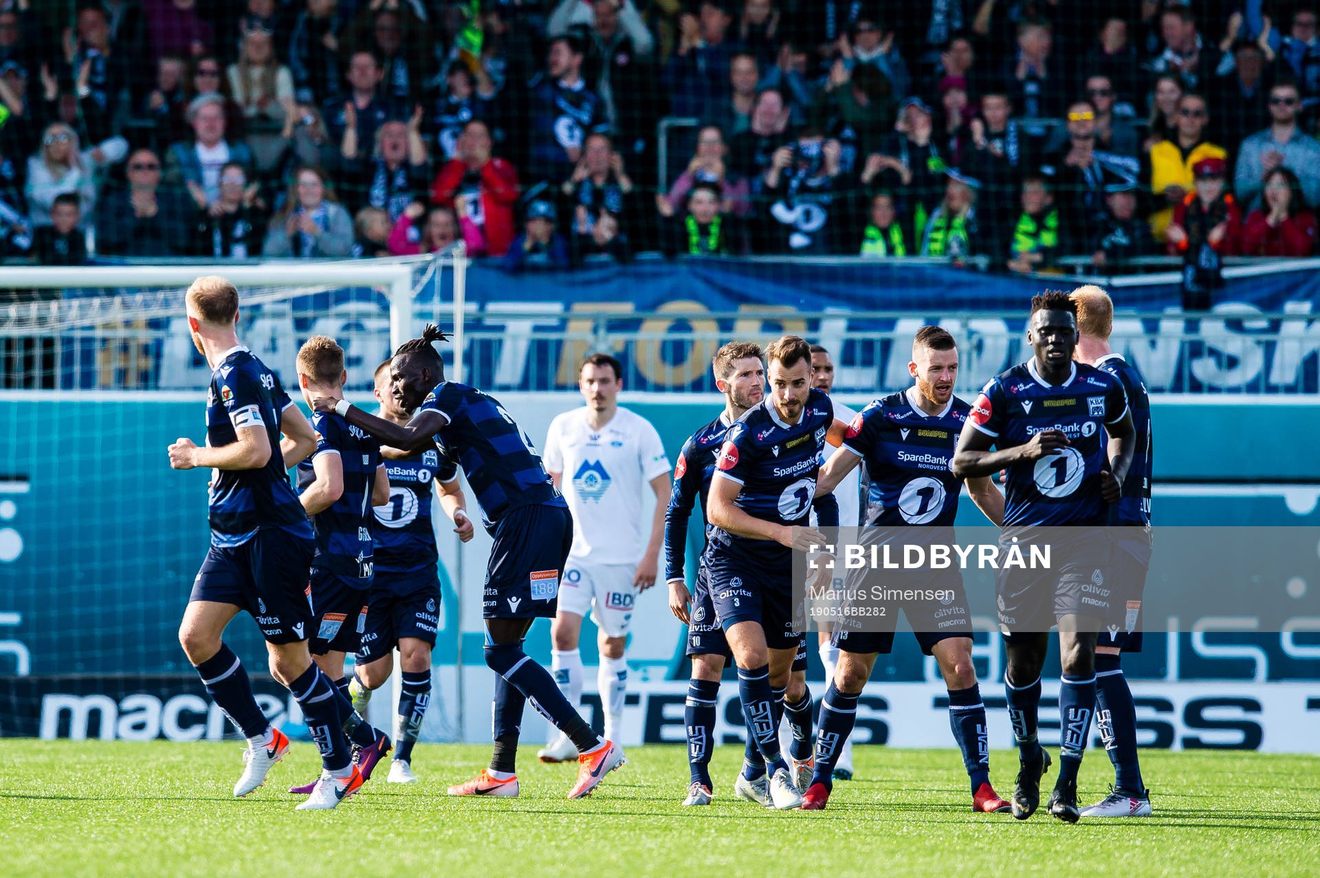 Bendik Bye of Kristiansund celebrates