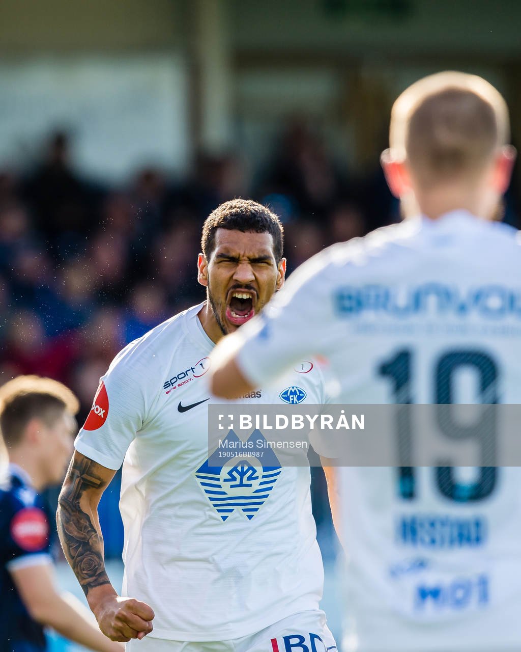 Ohikhuaeme Anthony Omoijuanfo of Molde celebrates