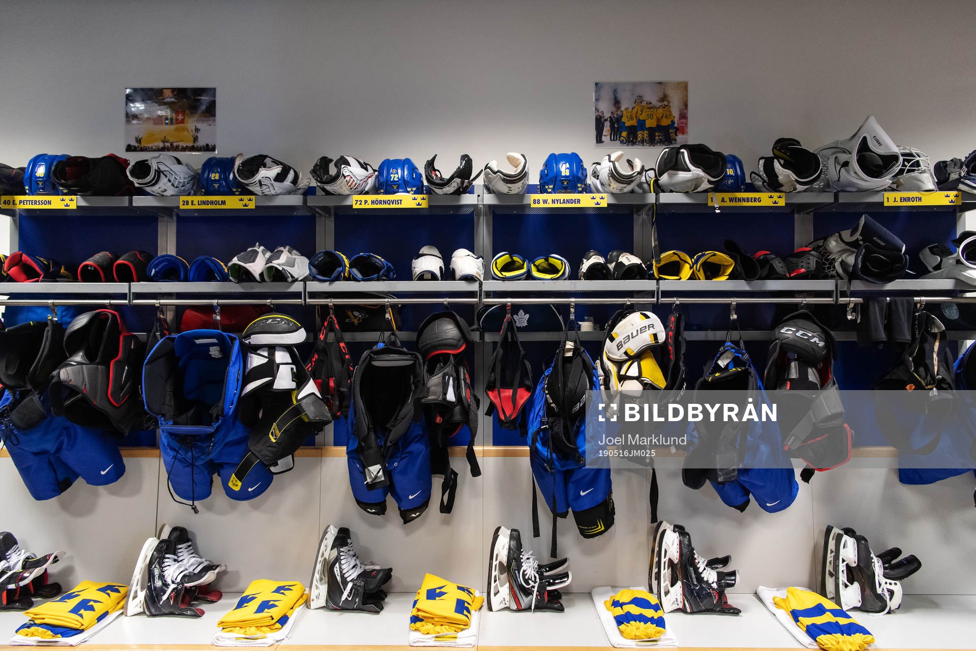 Jerseys and equipment are prepared for Elias Pettersson,