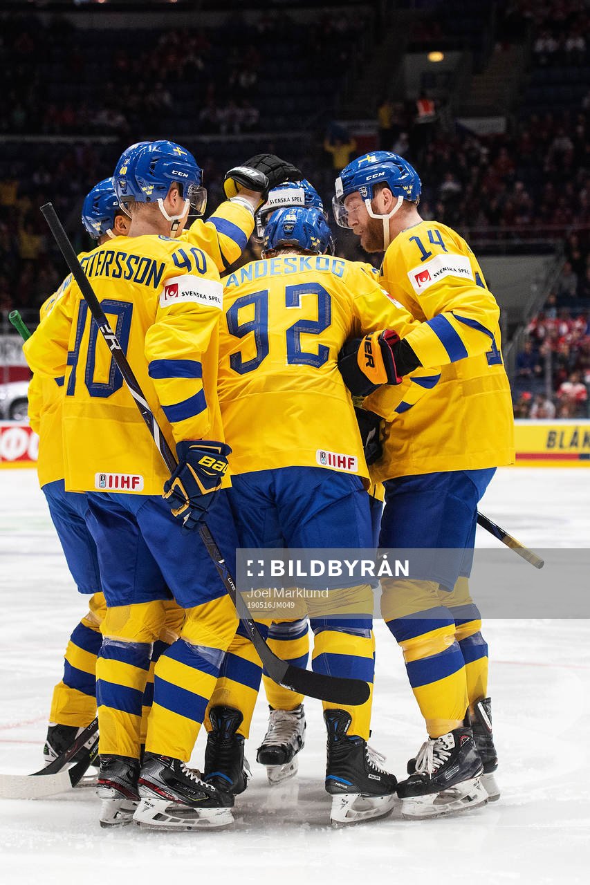 Elias Pettersson, Gabriel Landeskog and Mattias Ekholm of