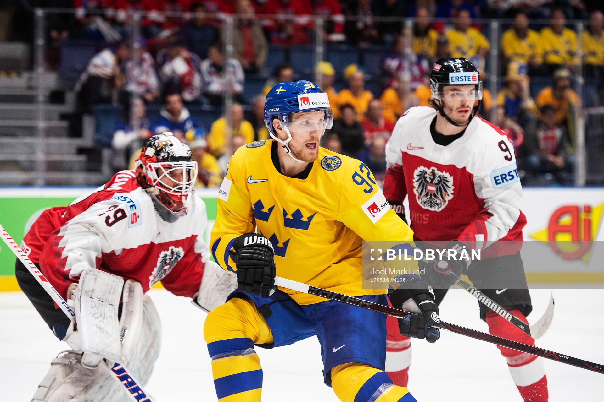 goaltender Bernhard Starkbaum and Alexander Rauchenwald of