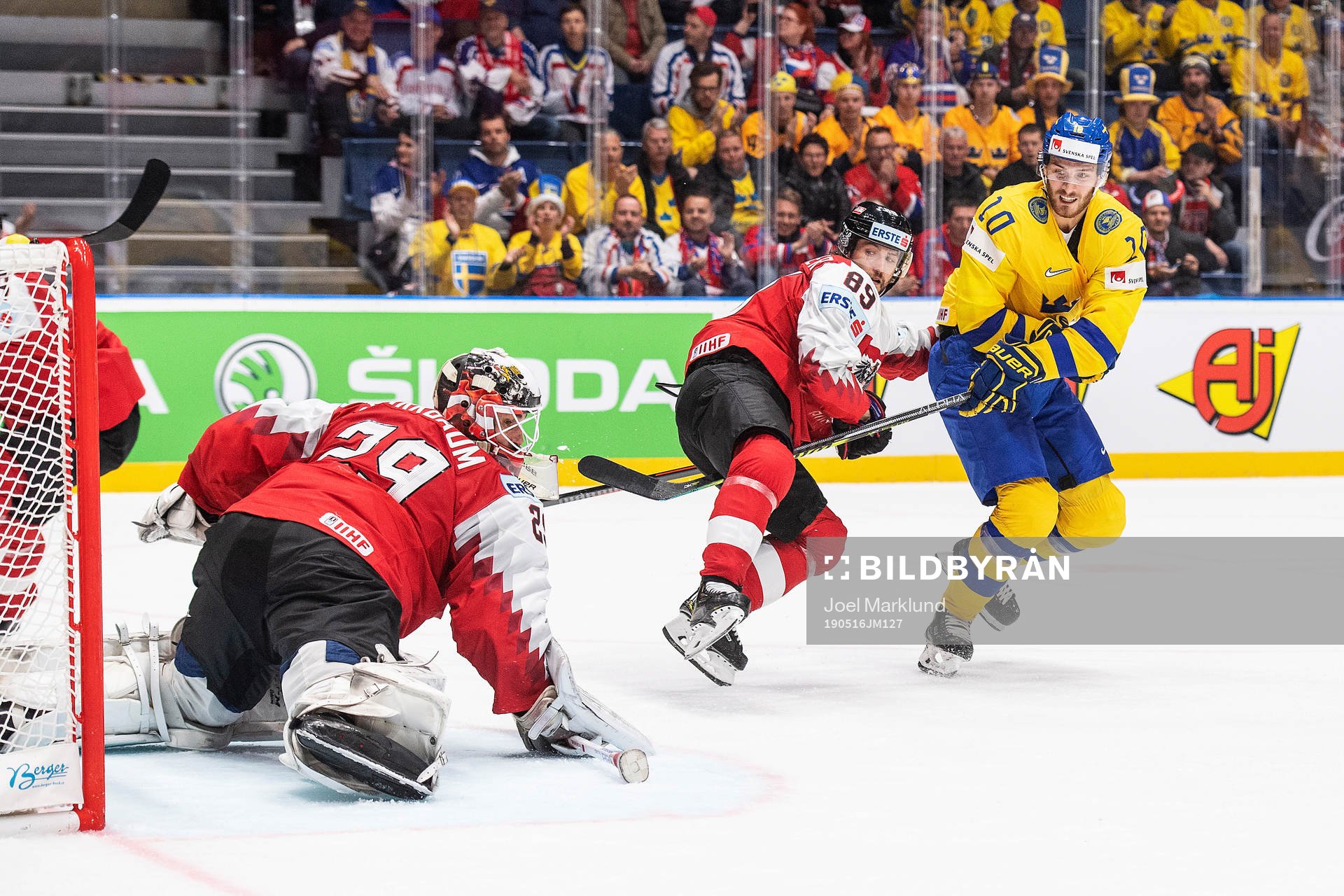 goaltender Bernhard Starkbaum and Raphael Herburger of