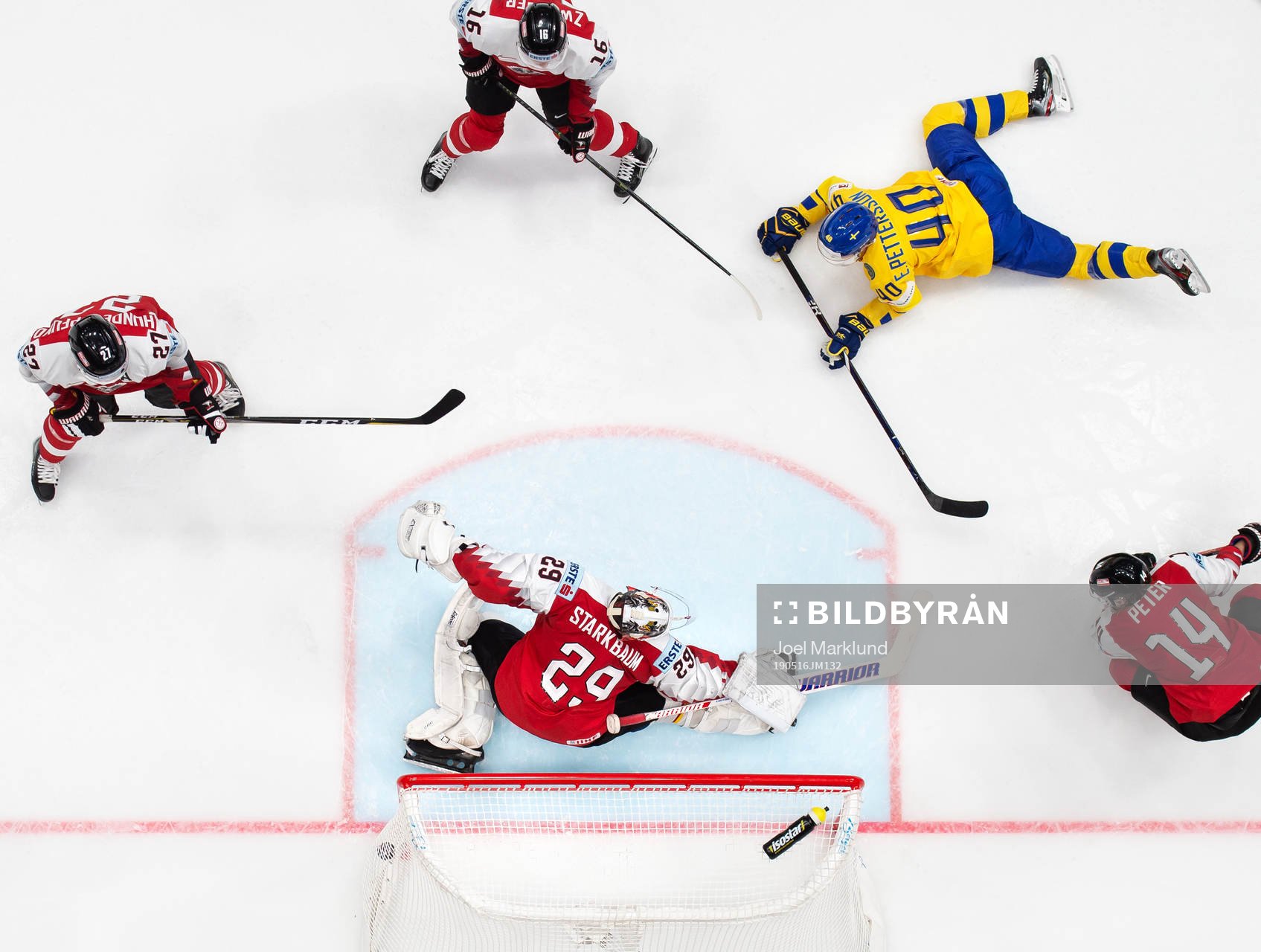 Elias Pettersson of Sweden scores 8-0 behind goaltender