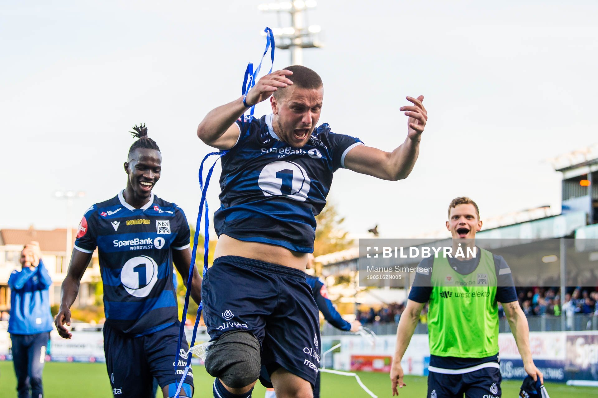 Flamur Kastrati of Kristiansund celebrates