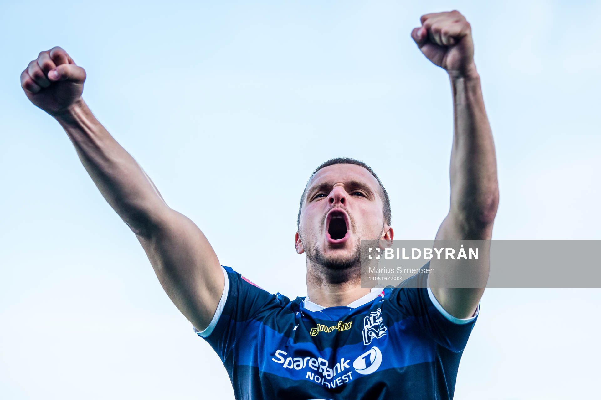 Flamur Kastrati of Kristiansund celebrates
