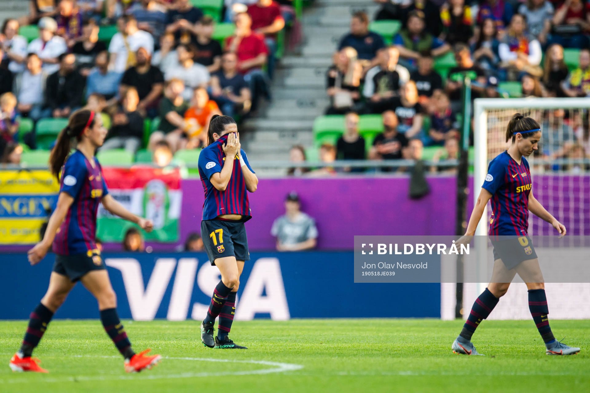 Andrea Pereira and Vicky Losada of Barcelona looks dejected
