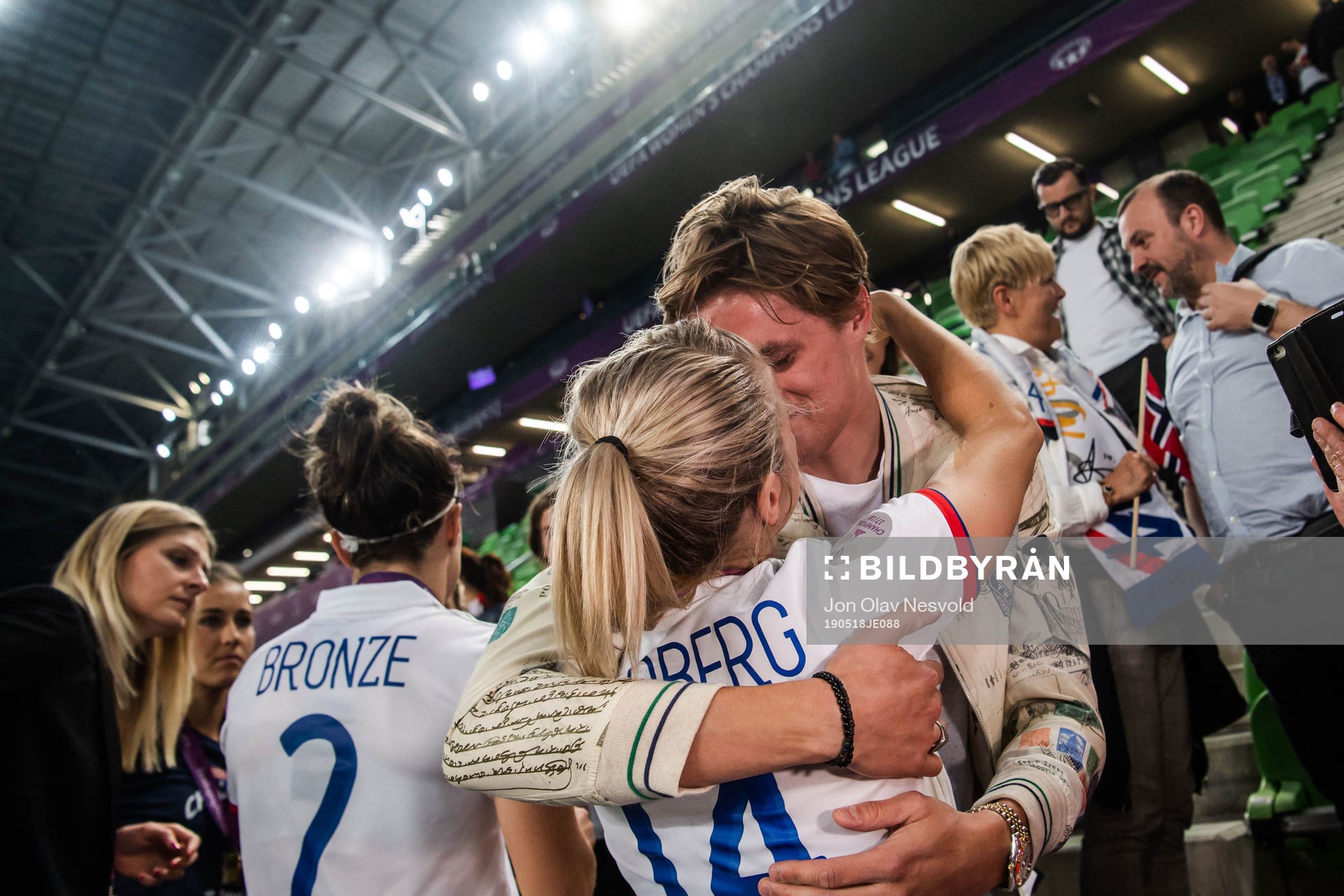 Ada Hegerberg of Lyon celebrate with her boyfriend Thomas