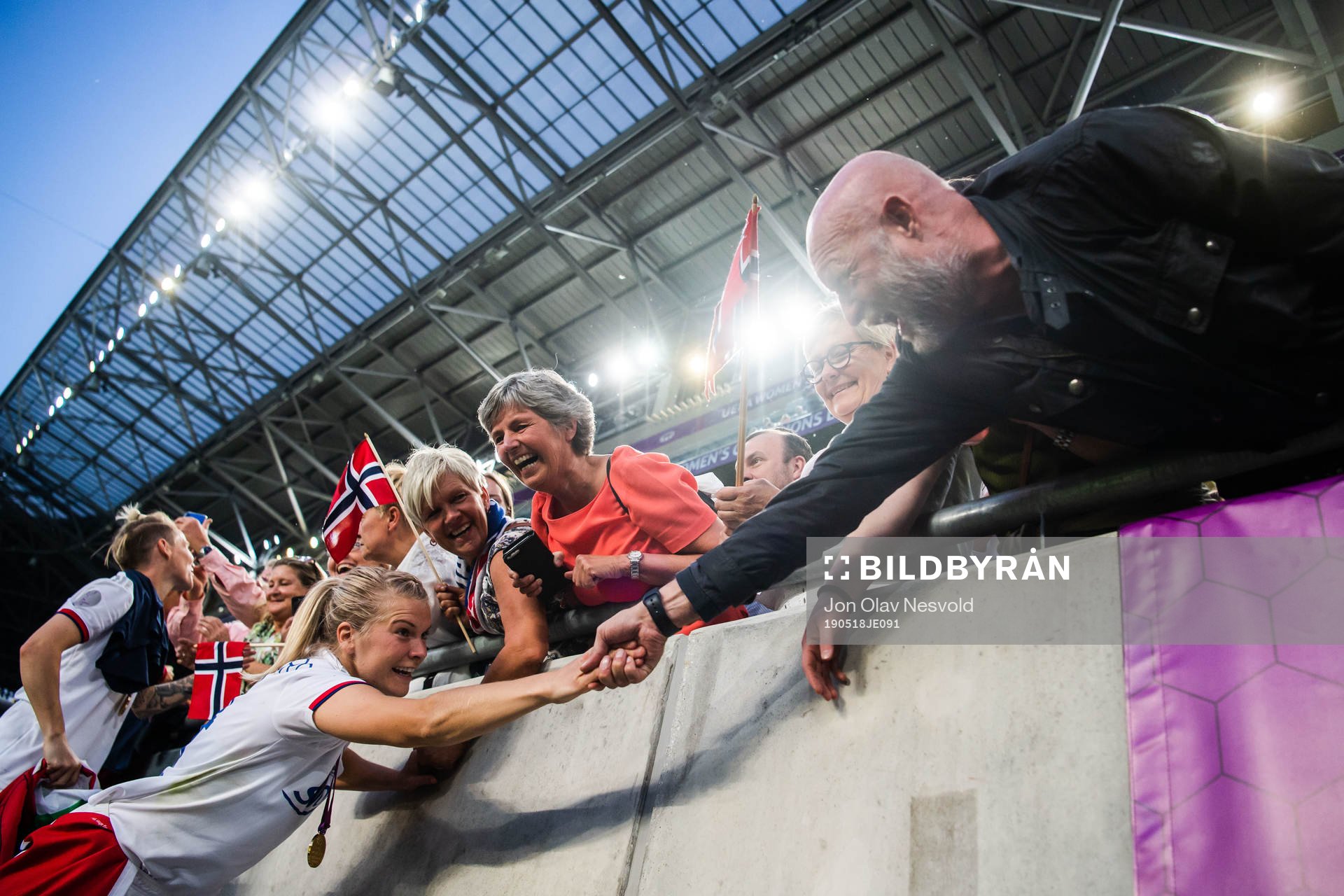 Ada Hegerberg of Lyon celebrates with her family