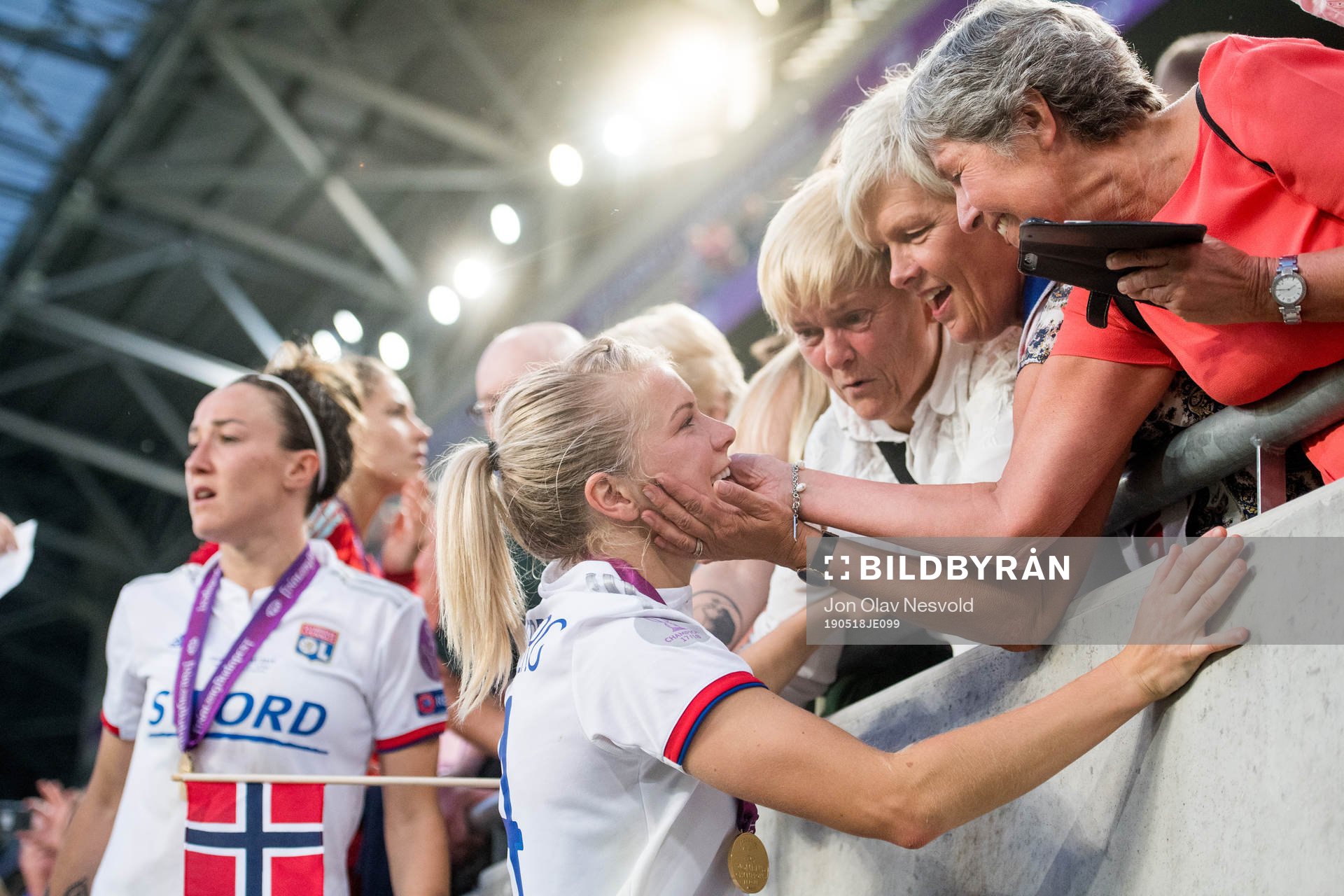 Ada Hegerberg of Lyon celebrates with her family
