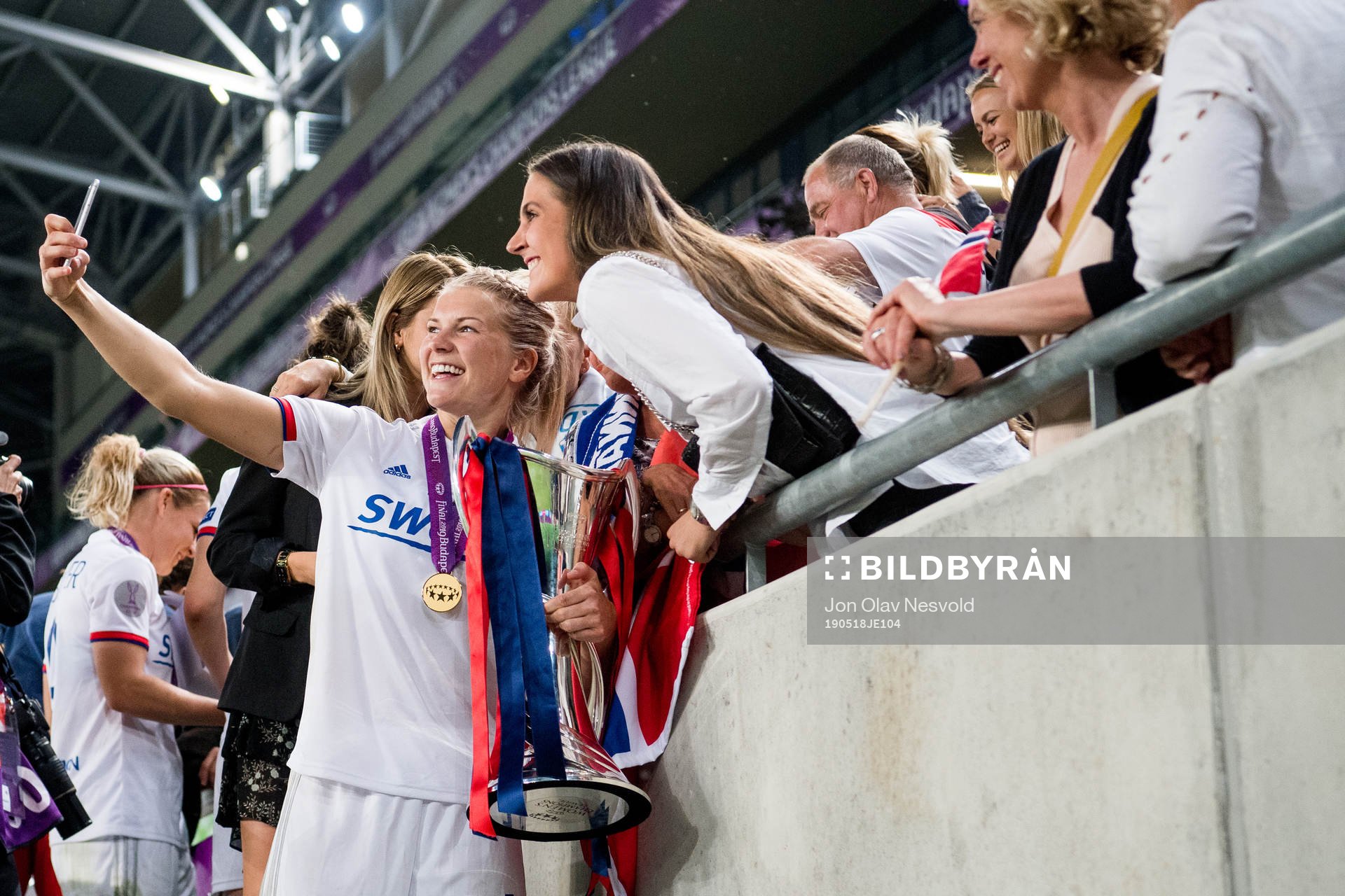 Ada Hegerberg of Lyon celebrates with her family