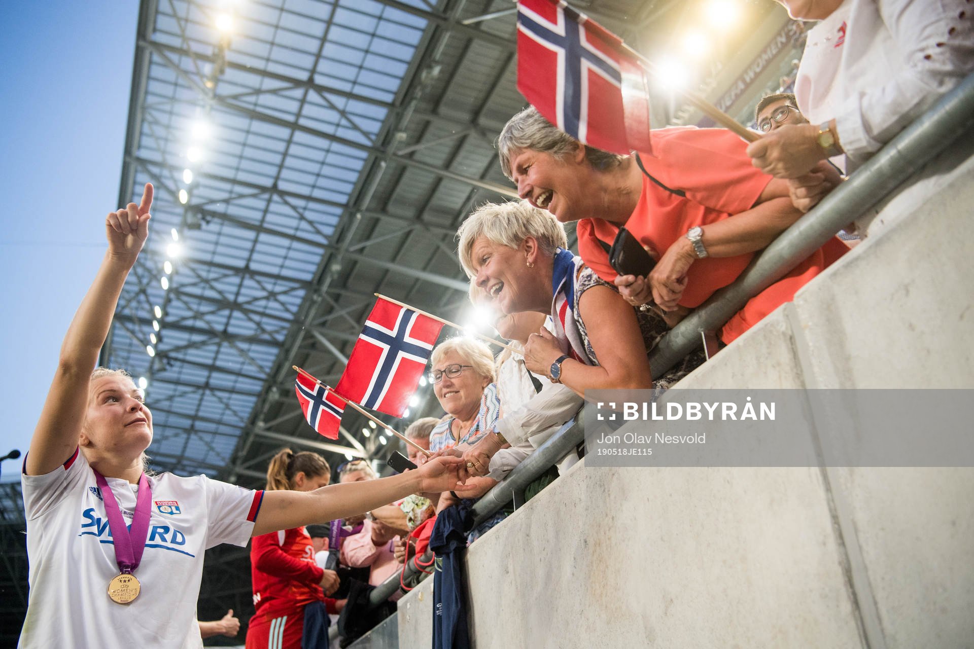 Ada Hegerberg of Lyon celebrates with her family