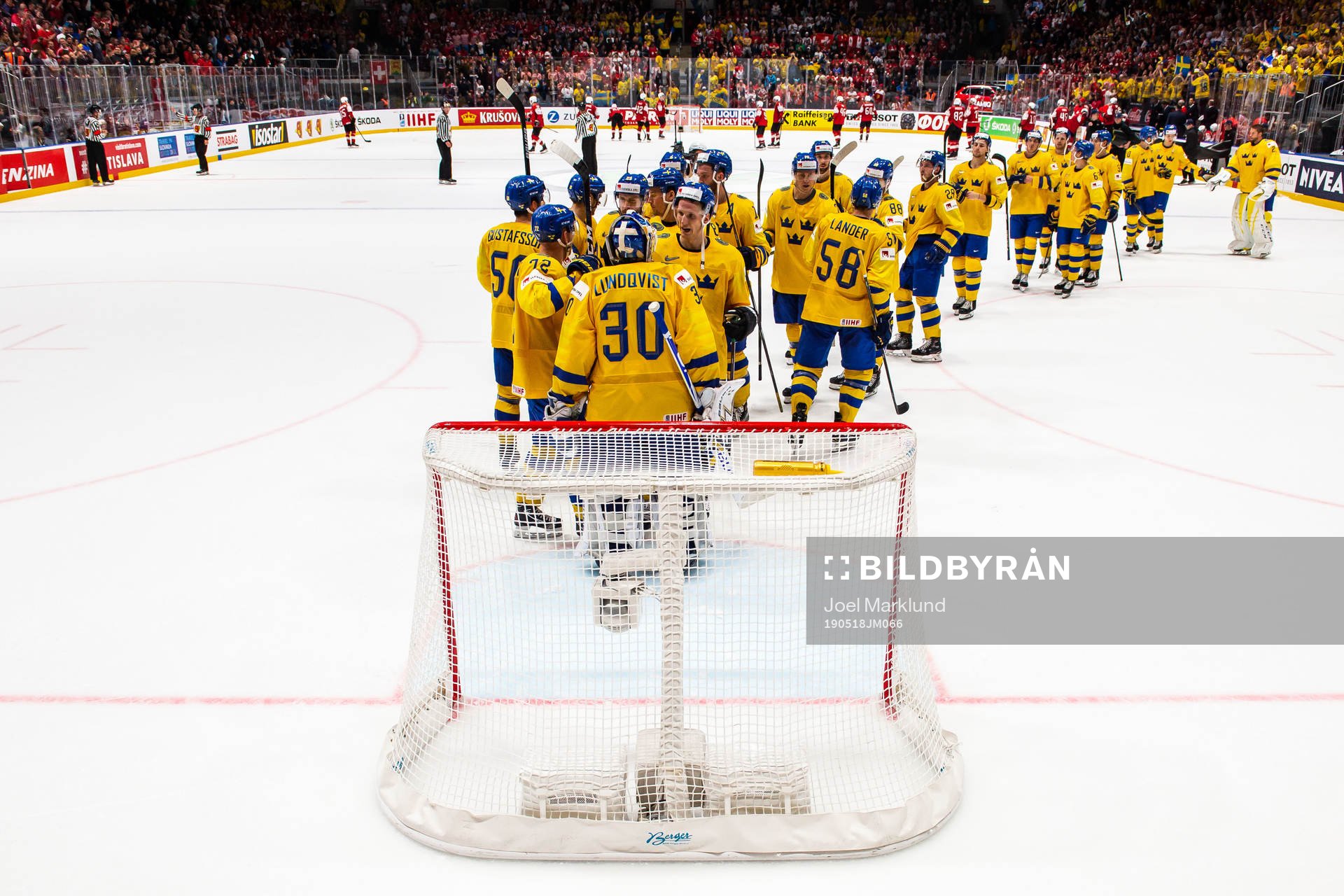 Players of Sweden celebrate