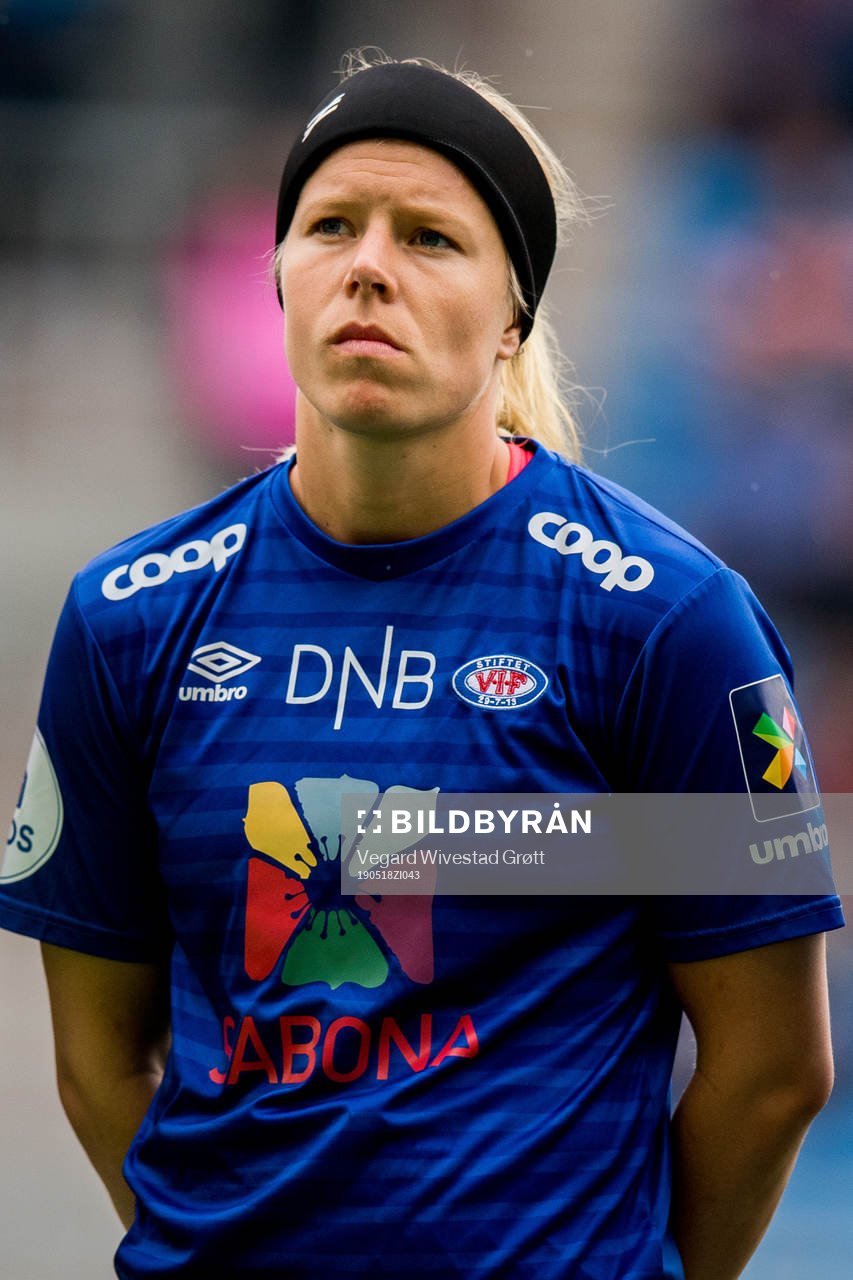 Ingrid Katrine Buer Søndenå of Vålerenga ahead of the Toppserien football match between Vålerenga and Lyn on May 18, 2019 in Oslo.