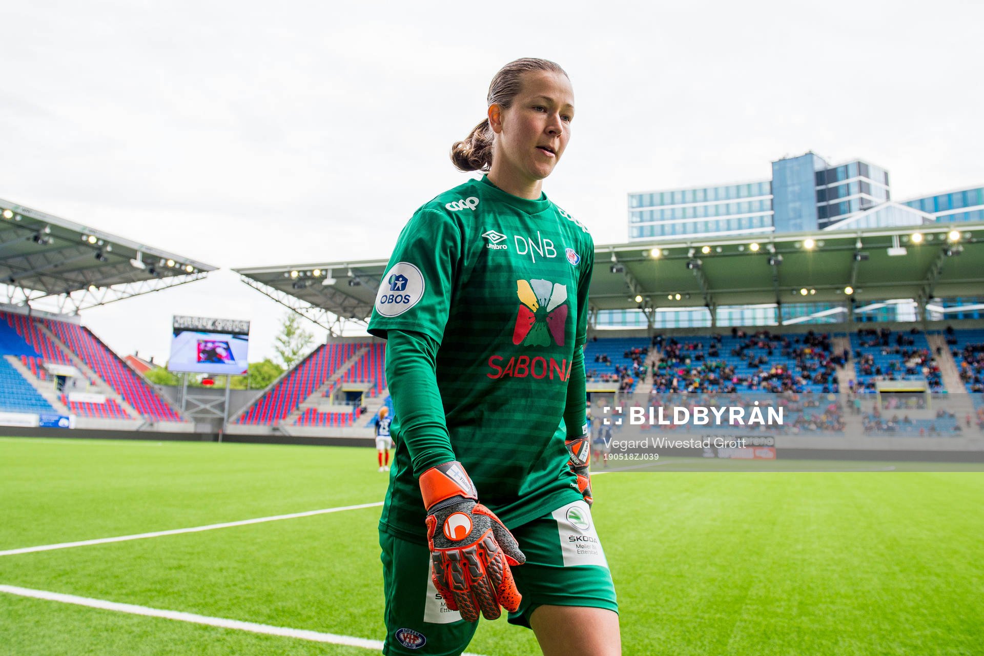 Goalkeeper Tinja Korpela of Vålerenga during the Toppserien football match between Vålerenga and Lyn on May 18, 2019 in Oslo.