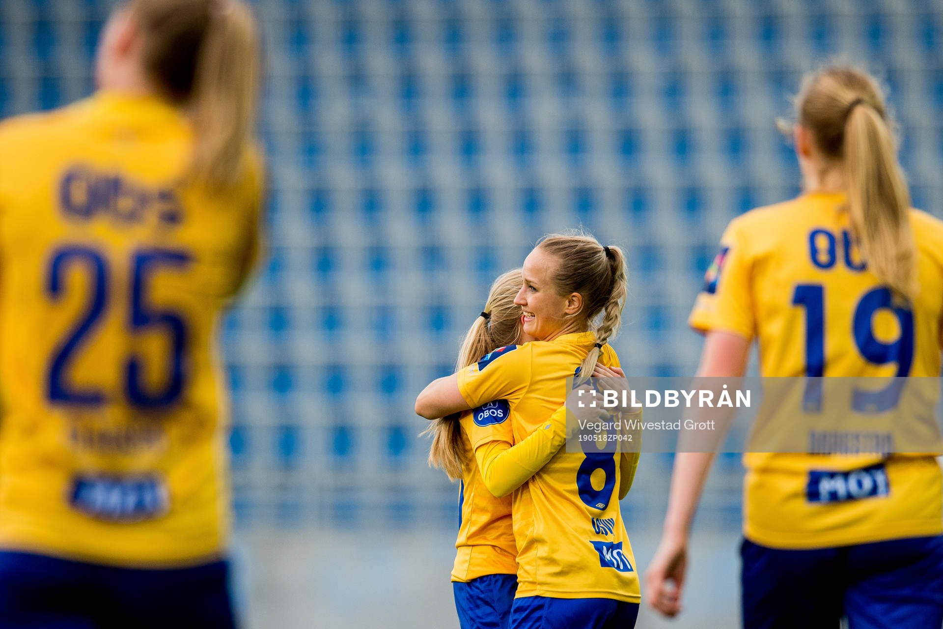 Maria Olsvik celebrates after the Toppserien football match between Fart and Trondheims-Ørn on May 18, 2019 in Oslo.